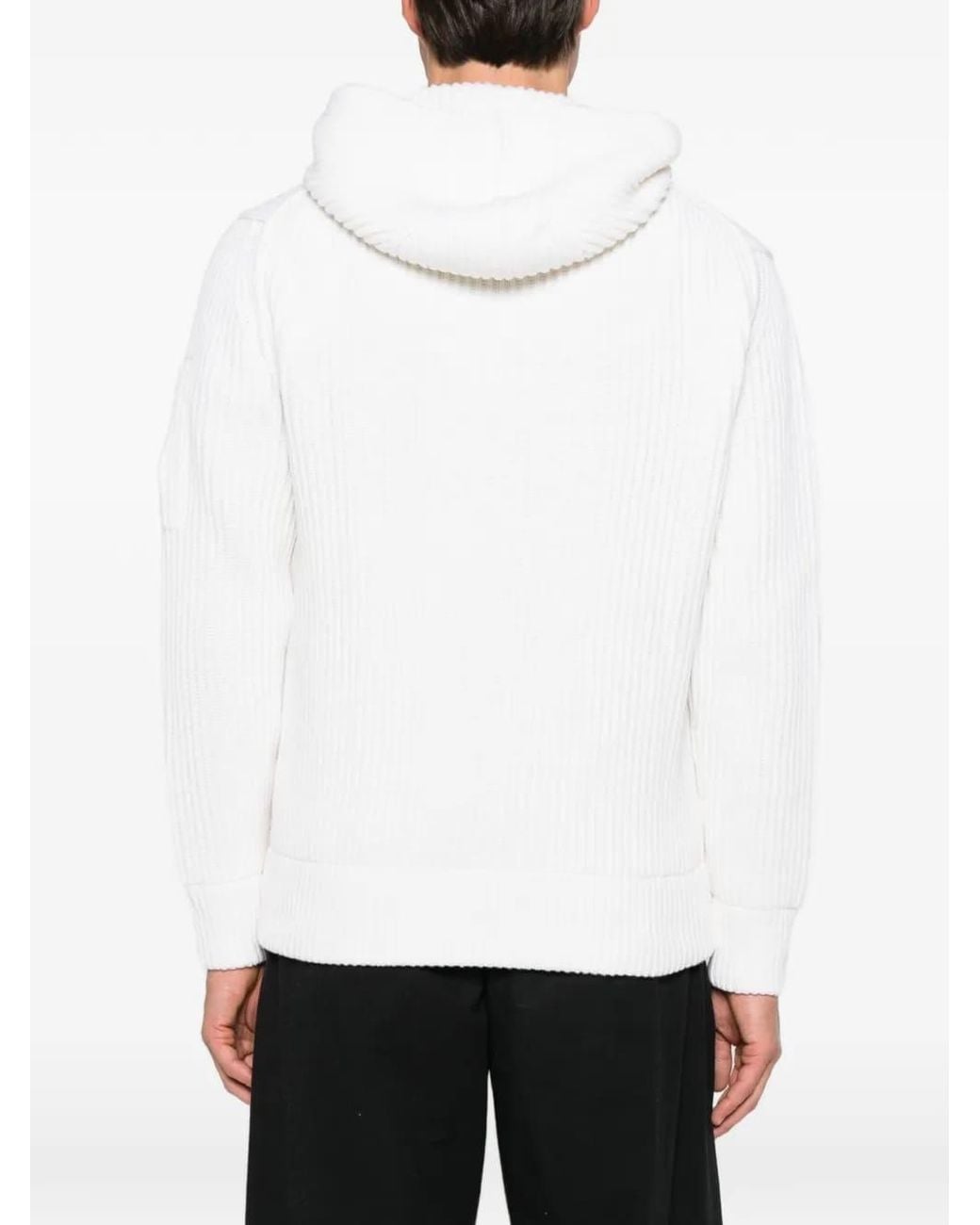 C P Company White Long-Sleeve Knit Cardigan for men