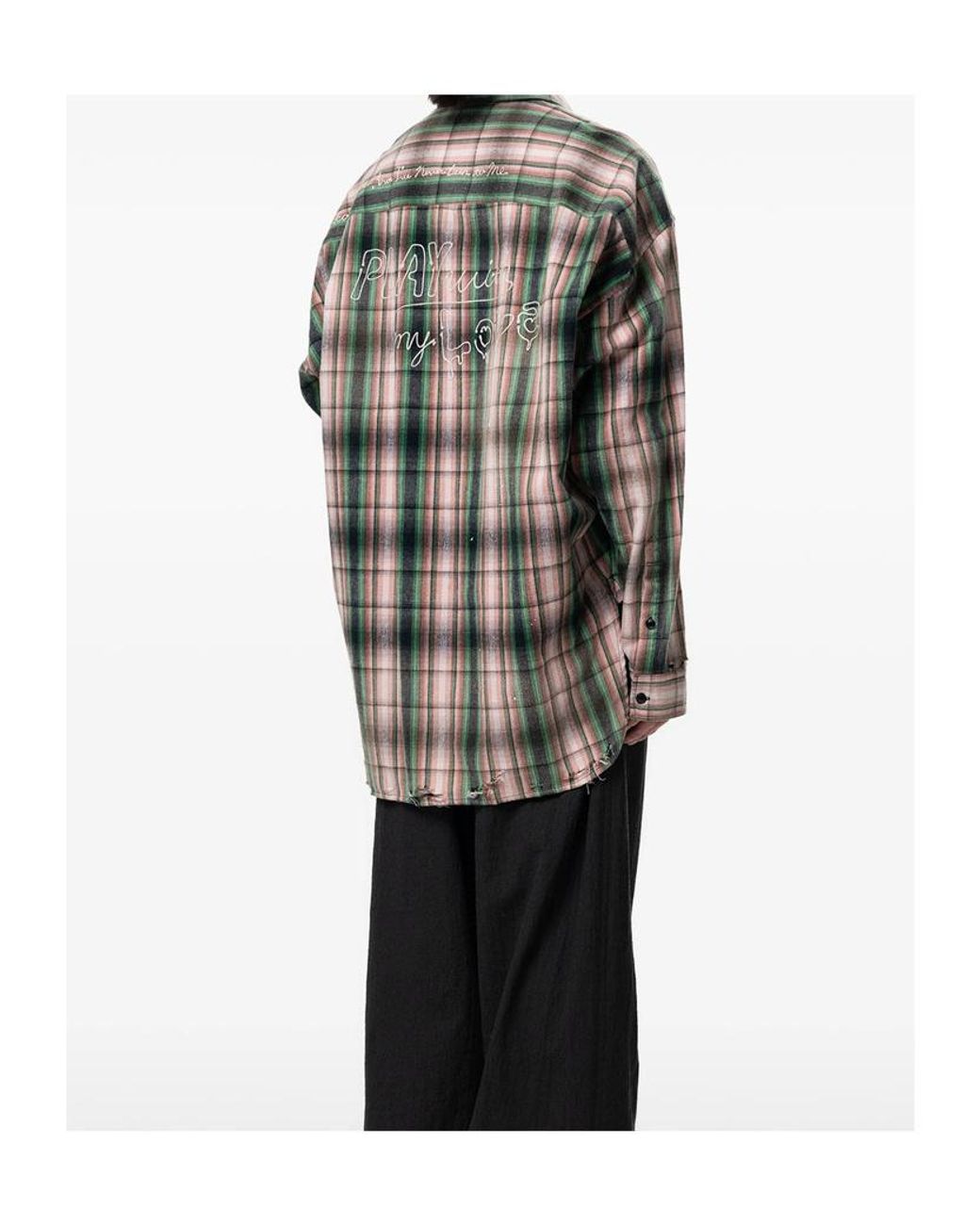 Maison Mihara Yasuhiro Gray Checked Embroidered Shirt for men