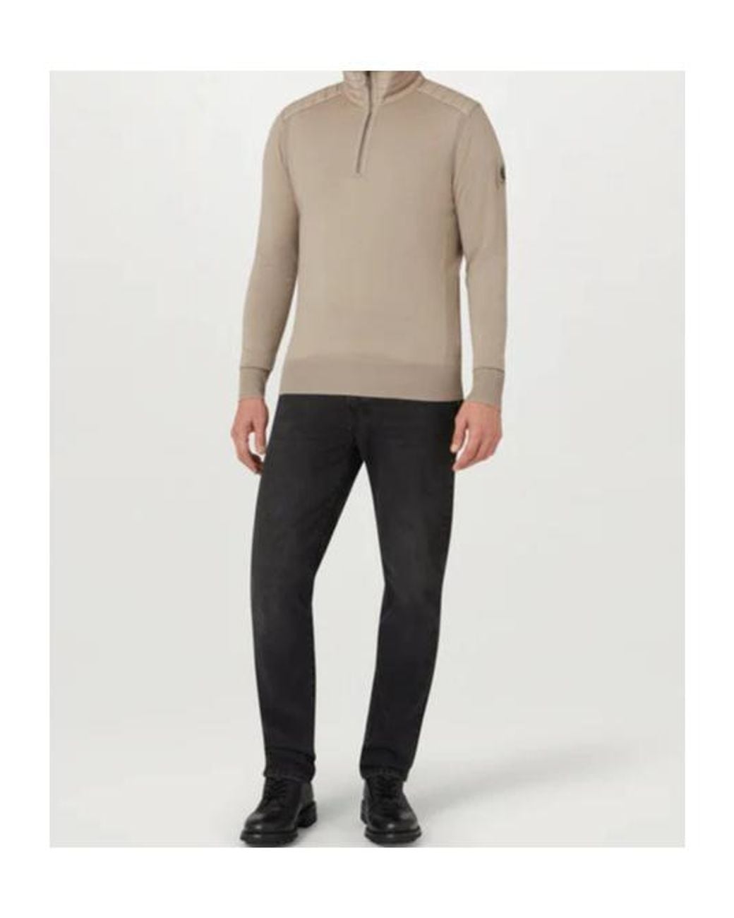 Belstaff Natural Kilmington Quarter Zip Jumper for men
