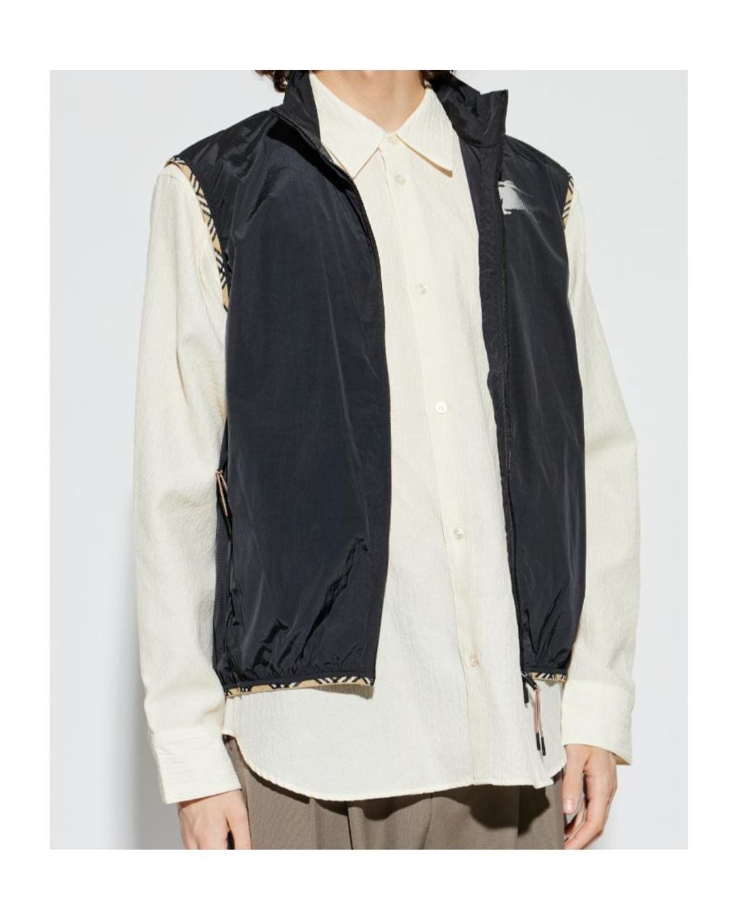 Burberry Blue Ekd Printed Checked-Trim Vest for men