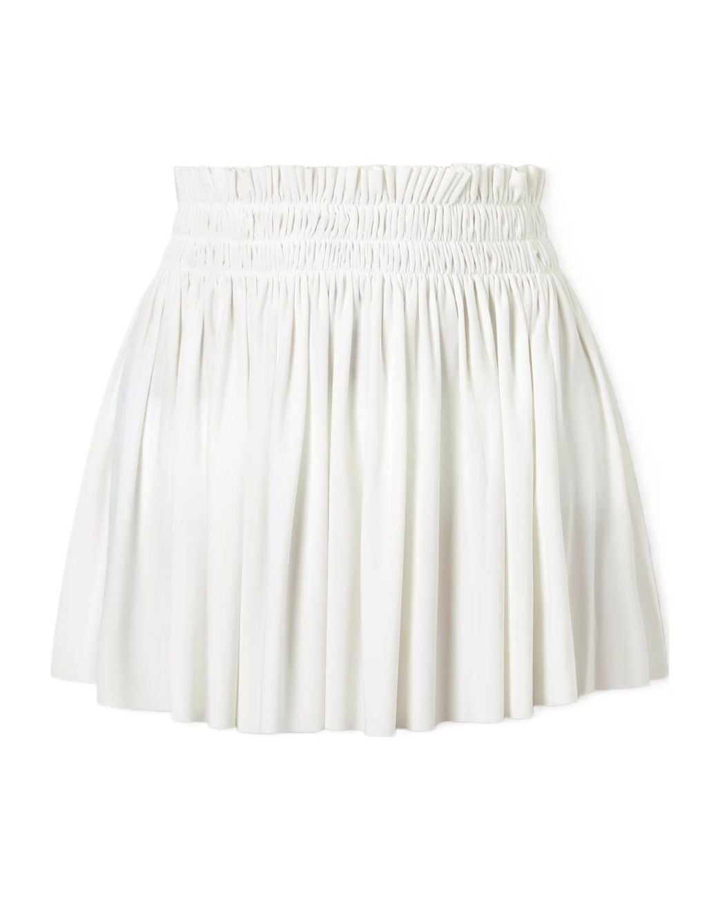 Norma Kamali White Pickleball Pleated Midi Skirt