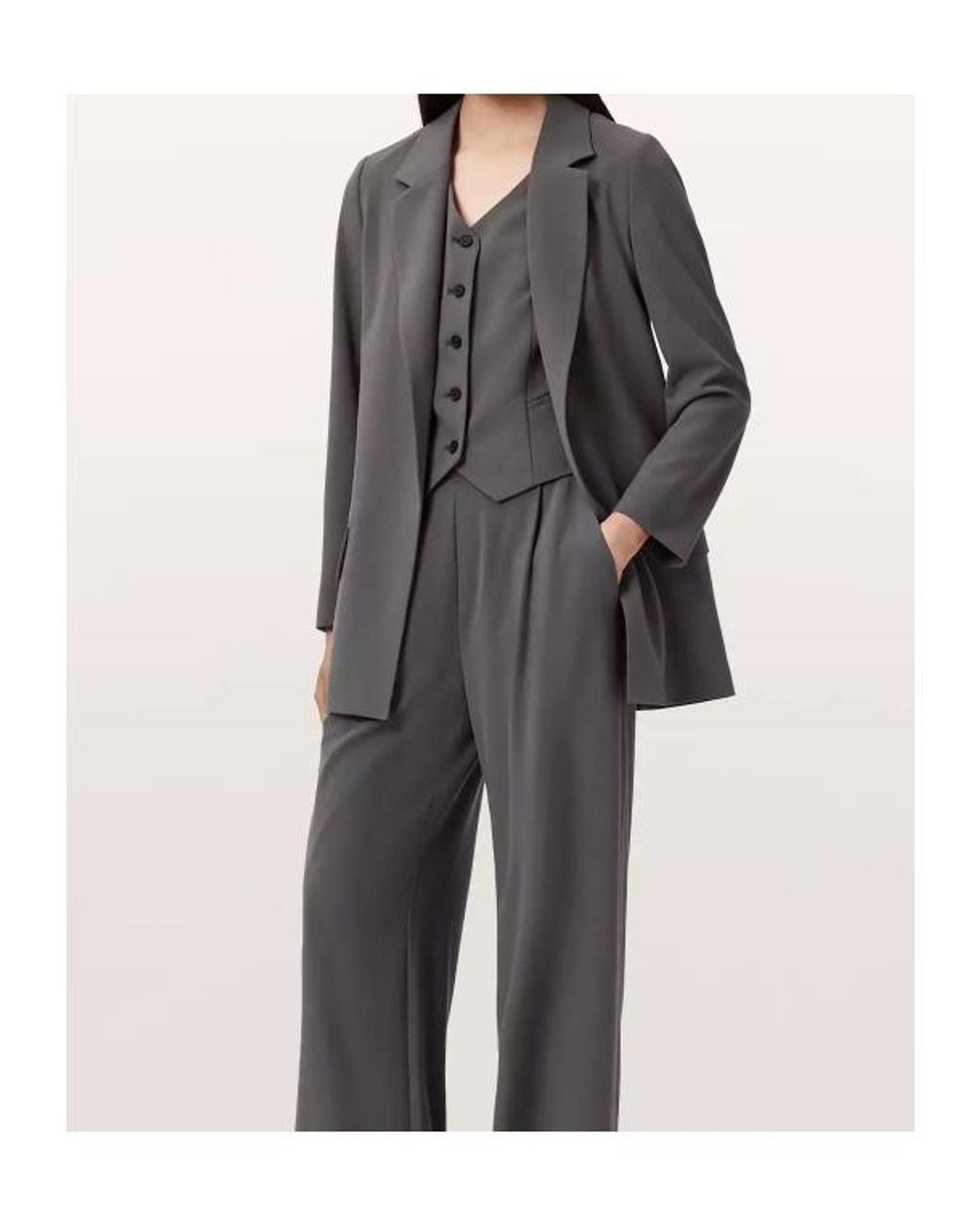 AllSaints Gray Long-Sleeved Suit Jacket