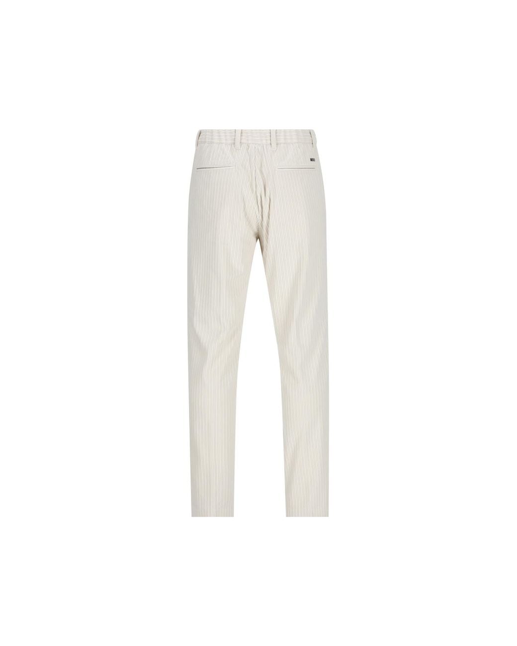 Herno White Corduroy Pleated Pants for men