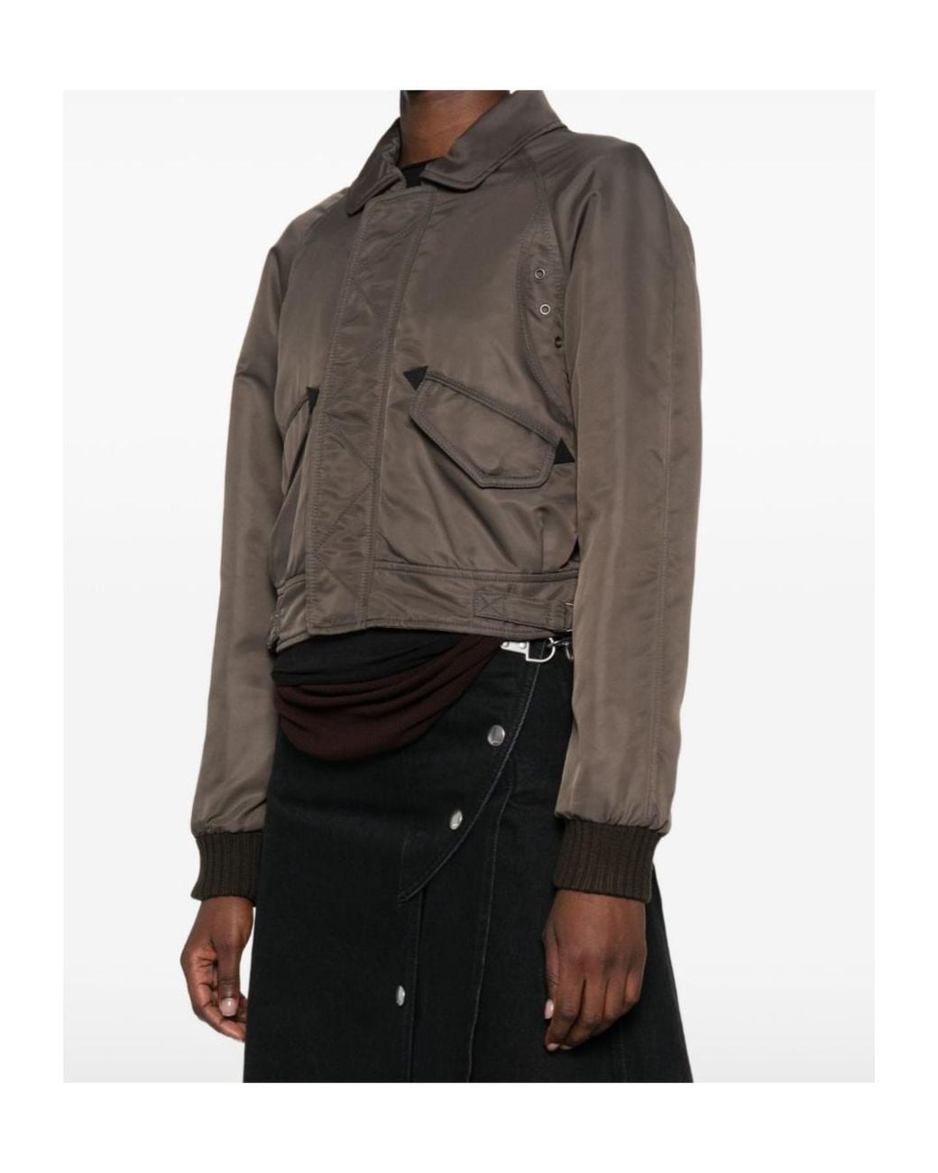MM6 by Maison Margiela Brown Cropped Zip-Up Jacket