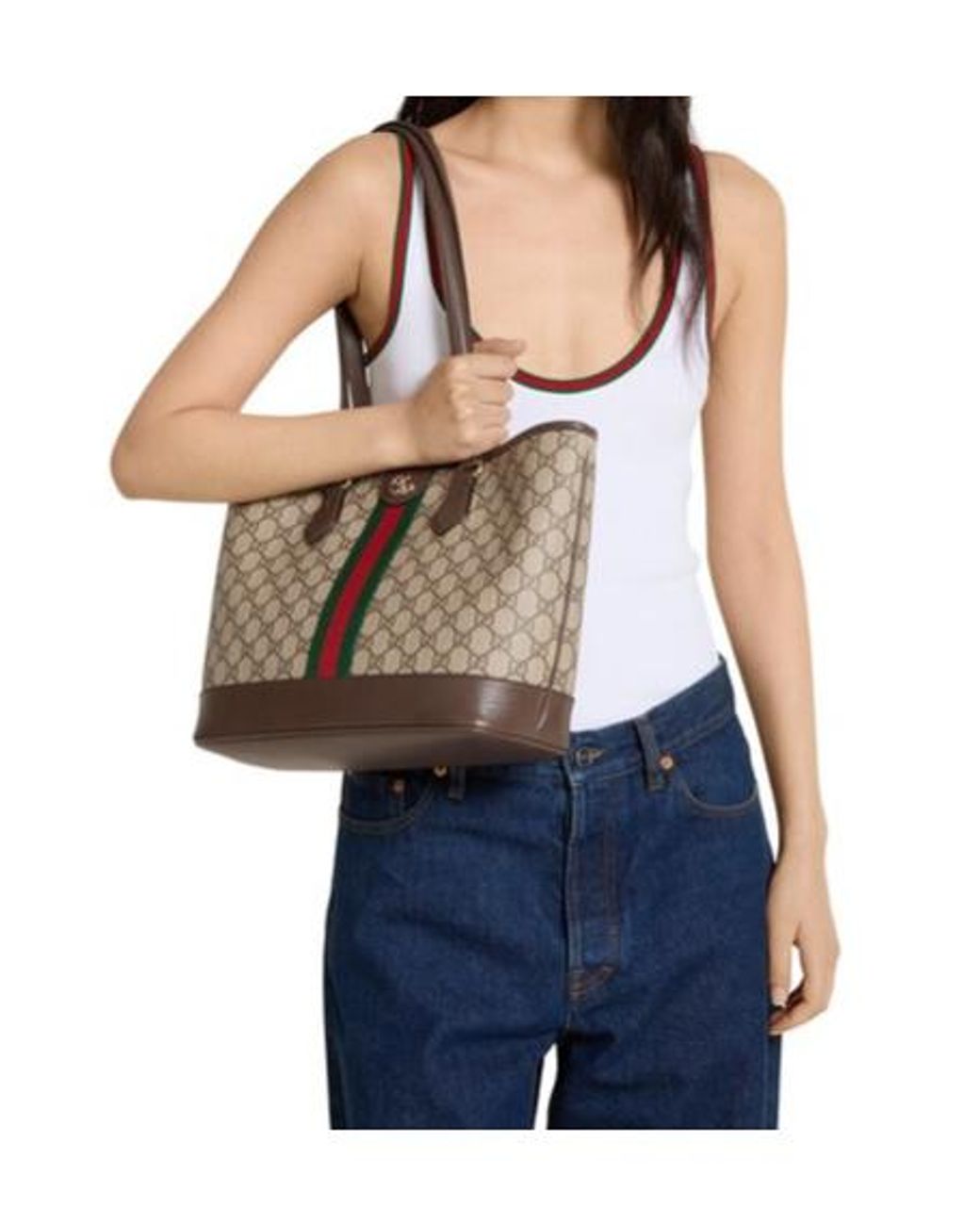 Gucci White Ophidia Medium Tote Bag
