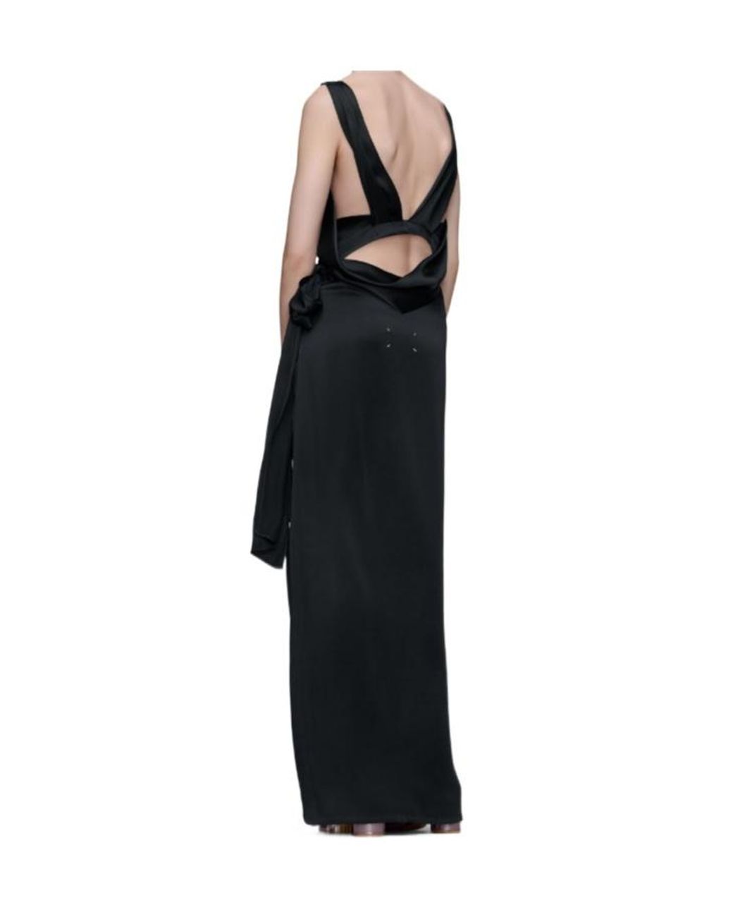 Maison Margiela Black Satin Maxi Dress