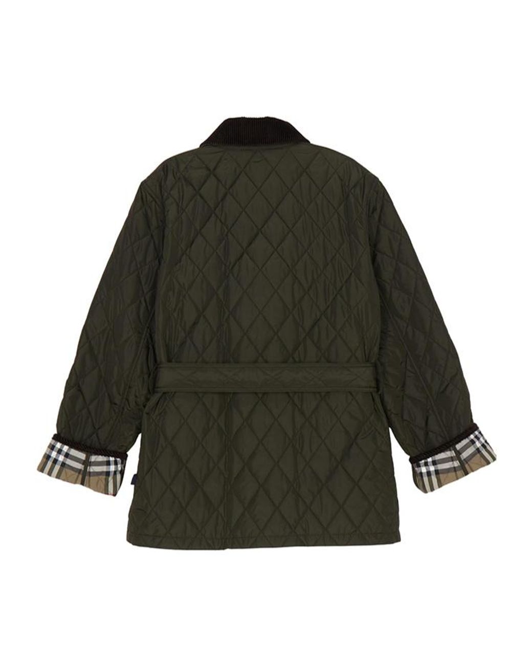 Burberry Green Belted Waist Quilted Jacket