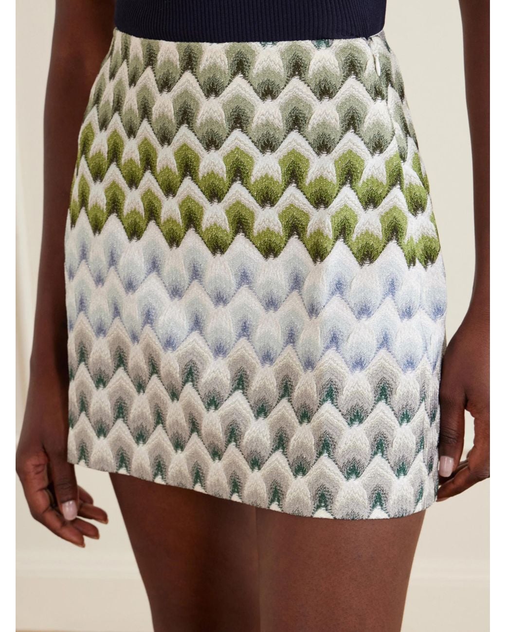 Missoni Gray Striped Metallic Crochet-Knit Mini Skirt