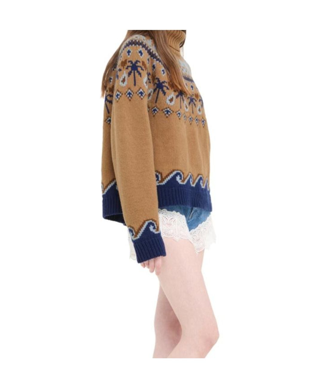 Alanui Blue Sweet Winter Jacquard Turtleneck Sweater