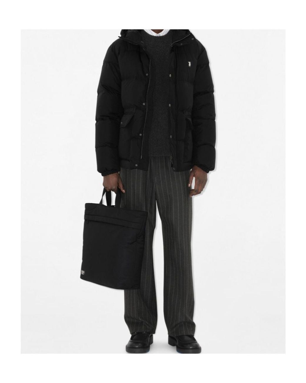 Burberry Black Shielf Logo Plaque Tote Bag for men