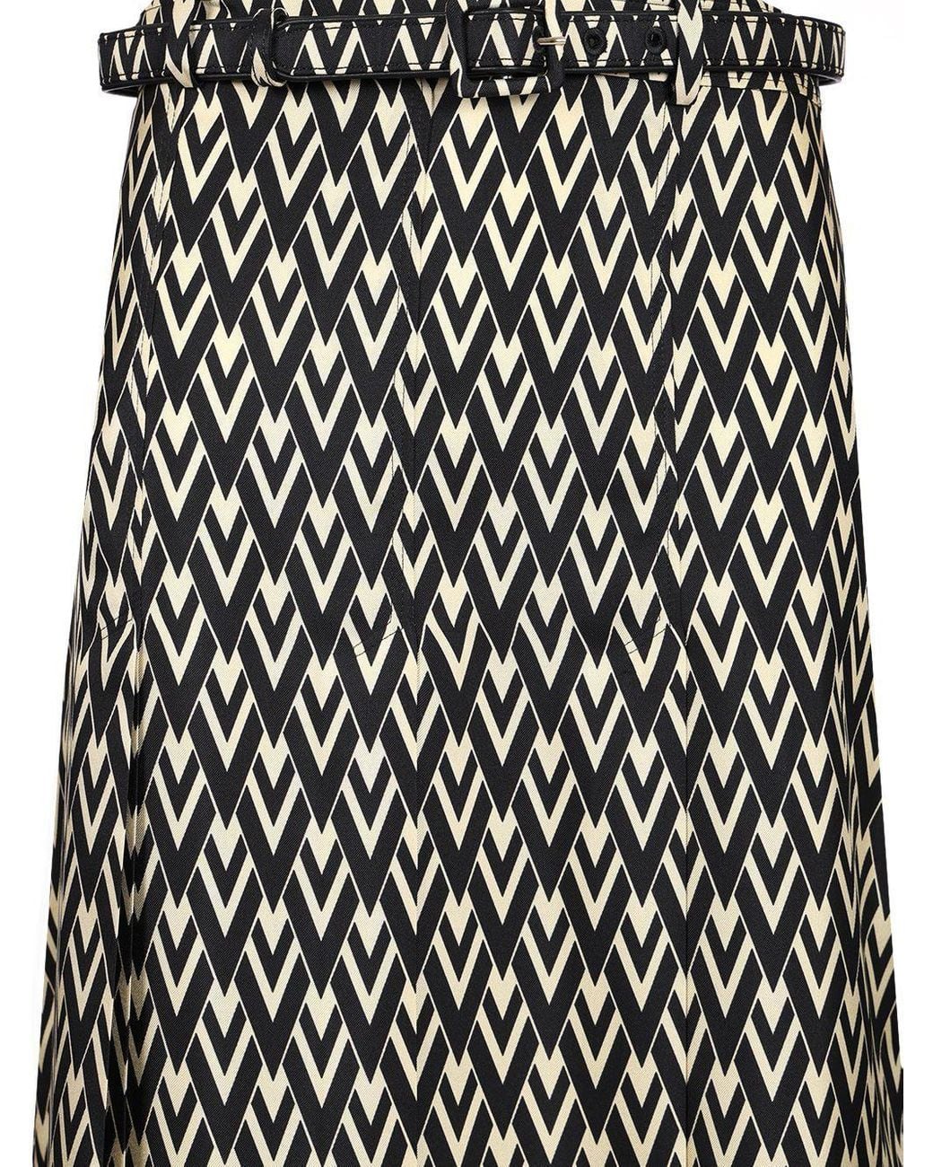 Valentino Black Toute La V Pleated Midi Skirt