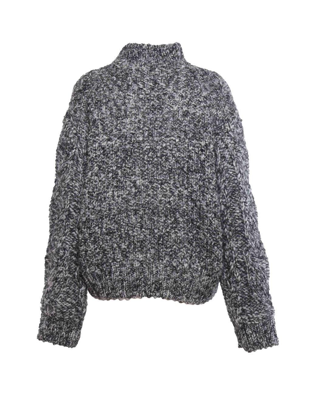 Alberta Ferretti Gray High-Neck Long-Sleeve Jumper