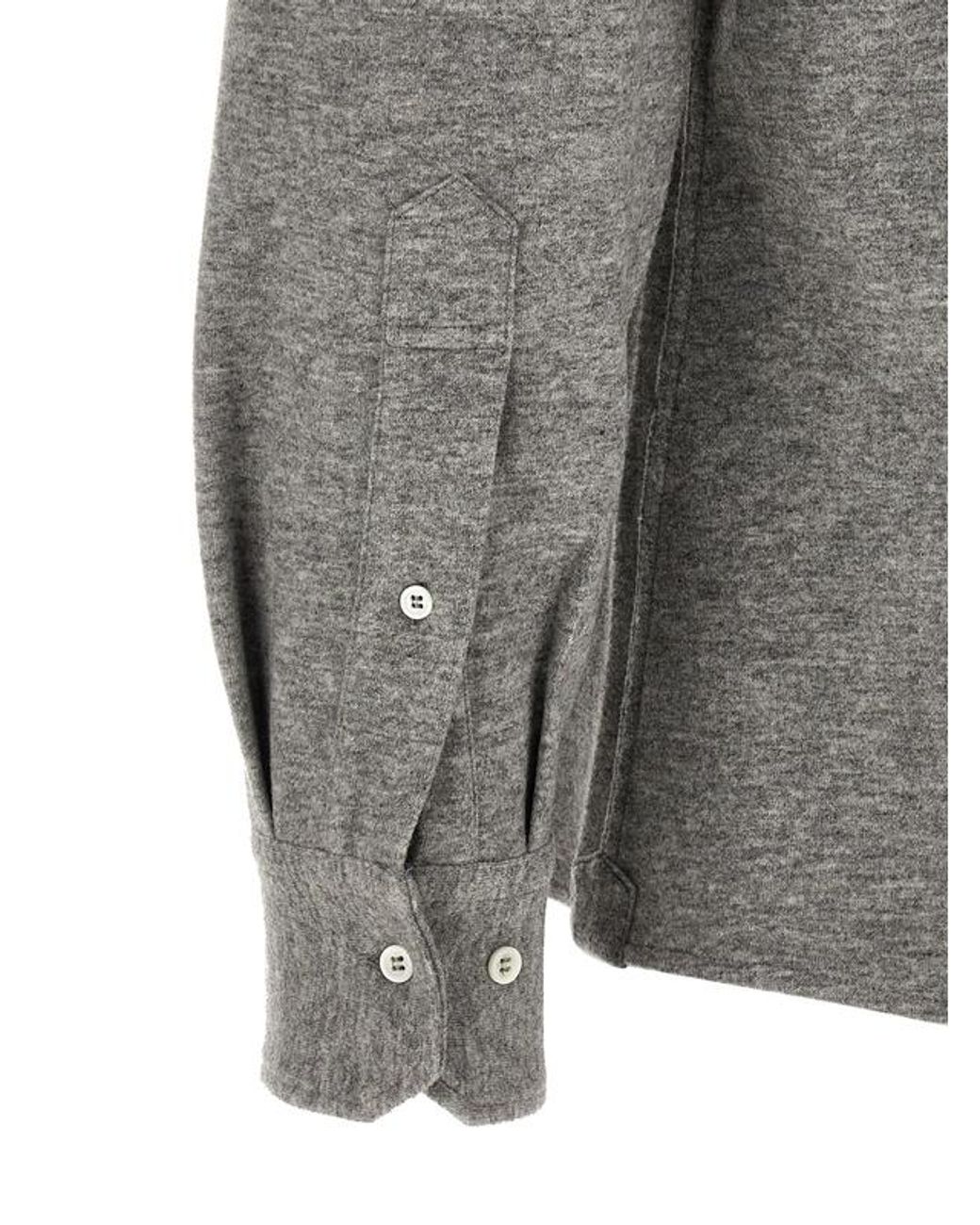 Brunello Cucinelli Gray Patch Chest Pocket Western Shirt for men