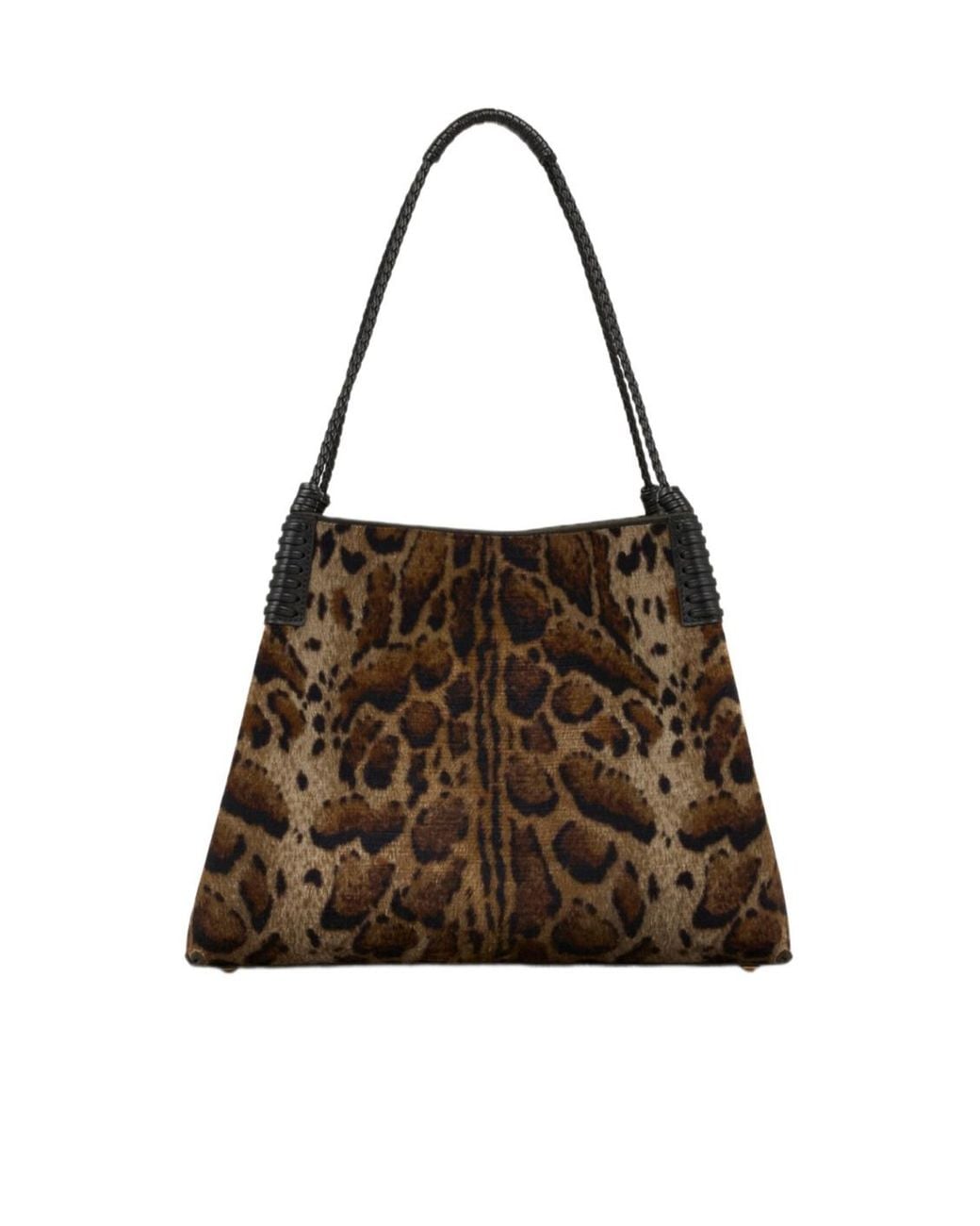 Etro Brown Libra Leopard-Print Velvet Tote Bag