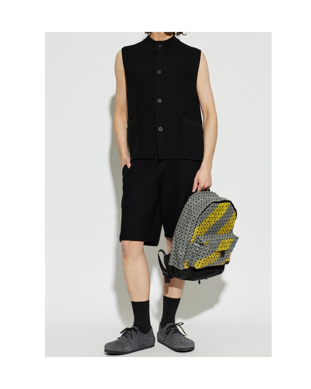 Homme Plissé Issey Miyake Black Homme Plissé Issey Miyake Rustic Knitted Shorts for men