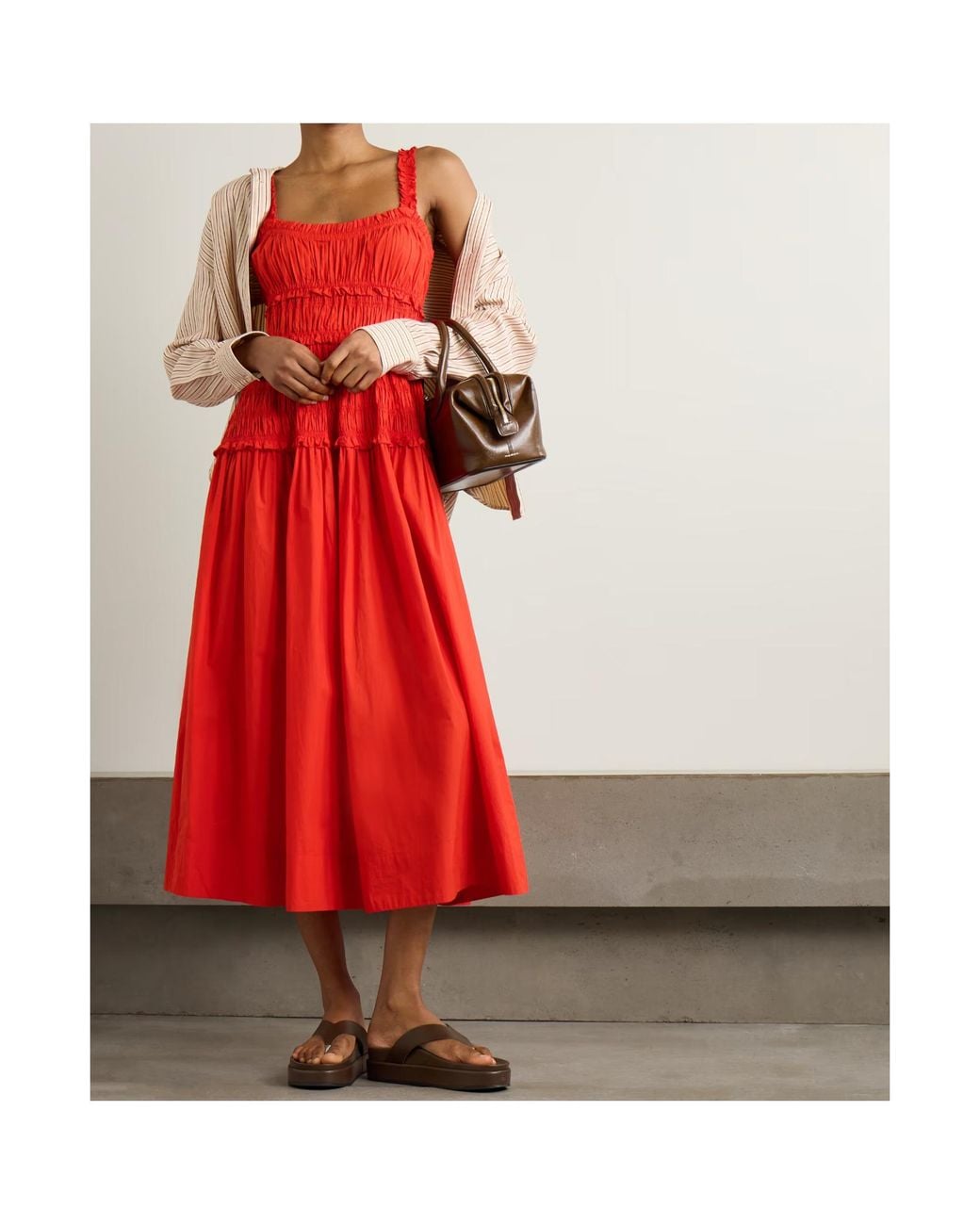 Doen Red Marianne Midi Dress