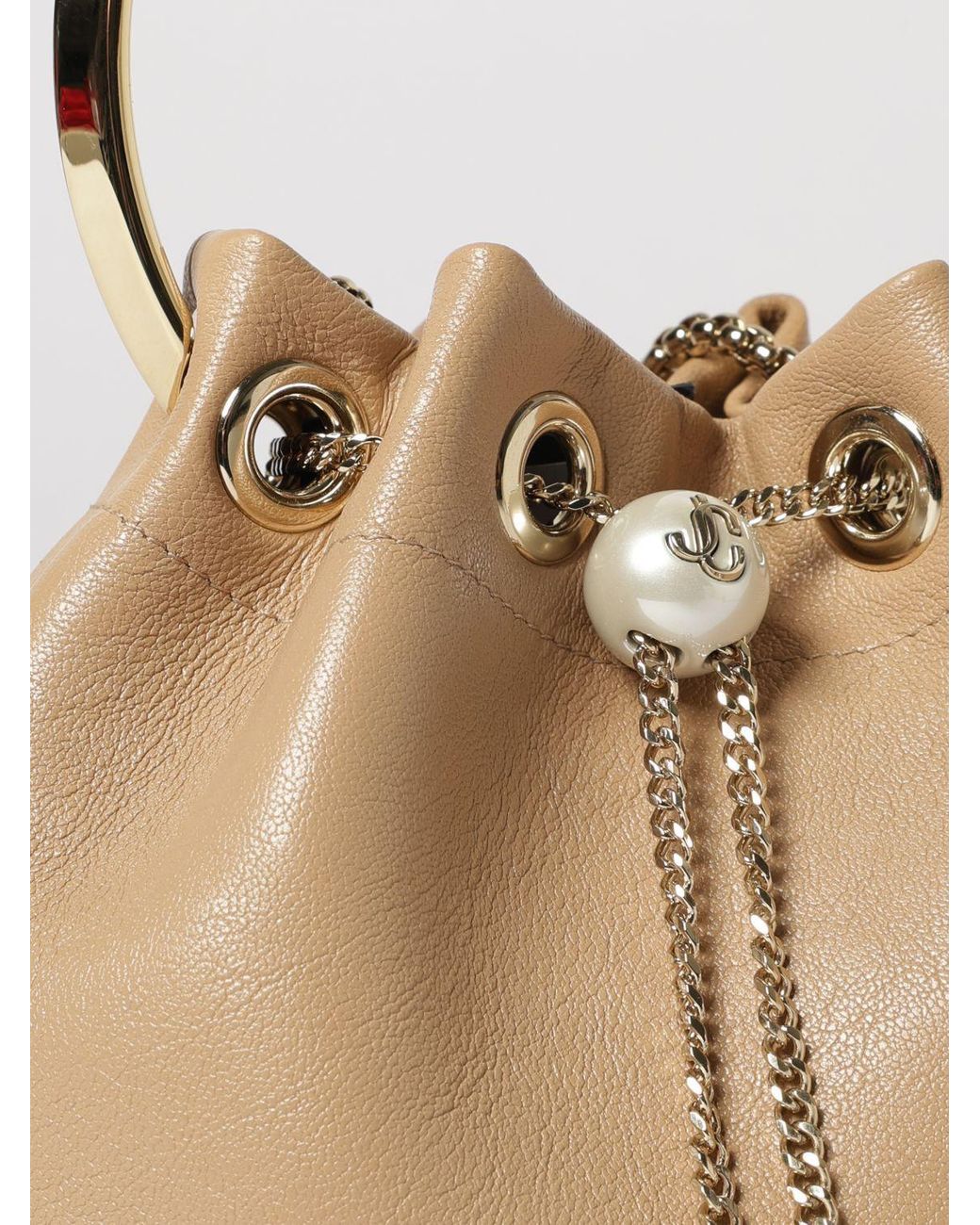 Jimmy Choo Natural Drawstring Bucket Bag