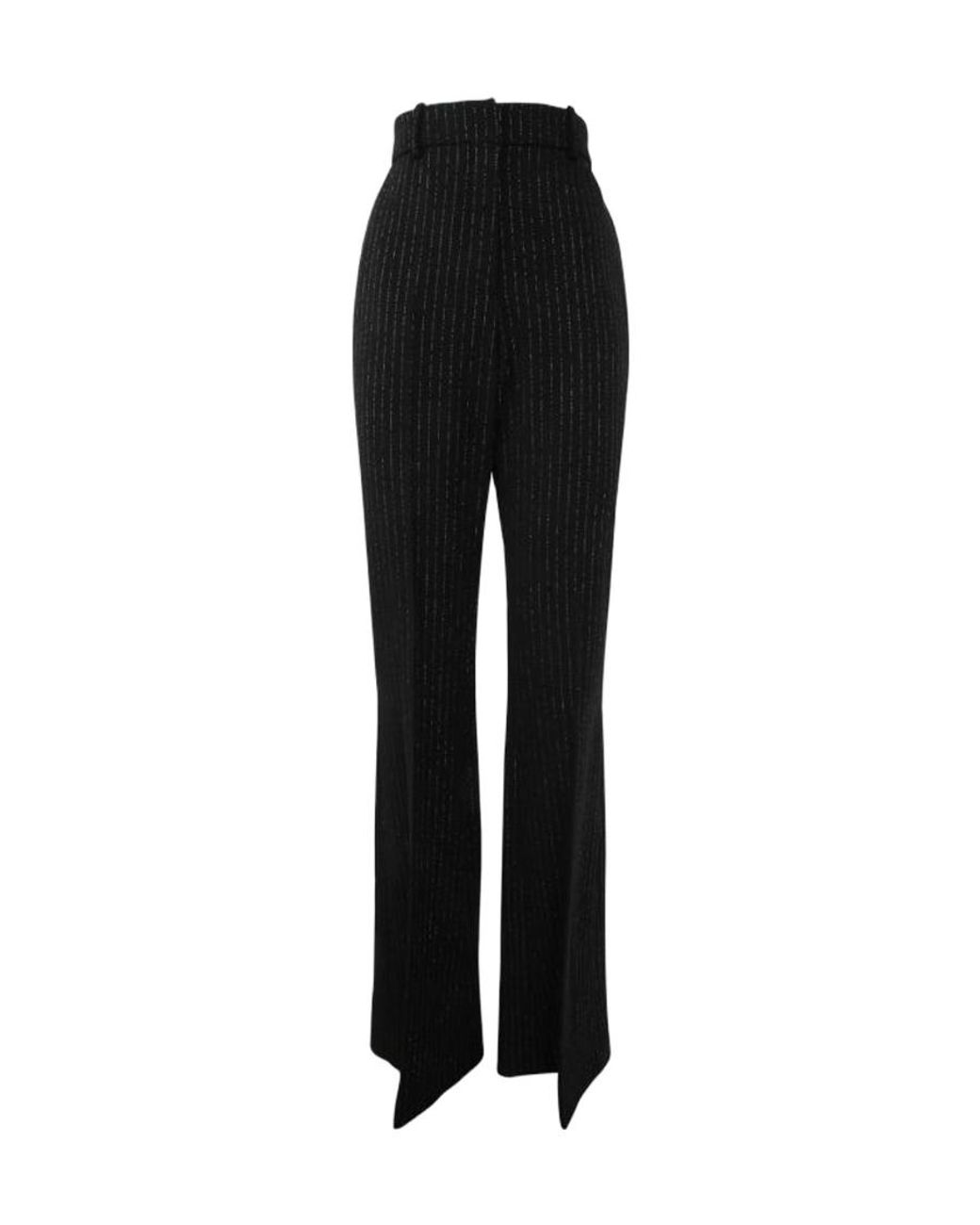 Balmain Black High Waist Lurex Striped Trousers