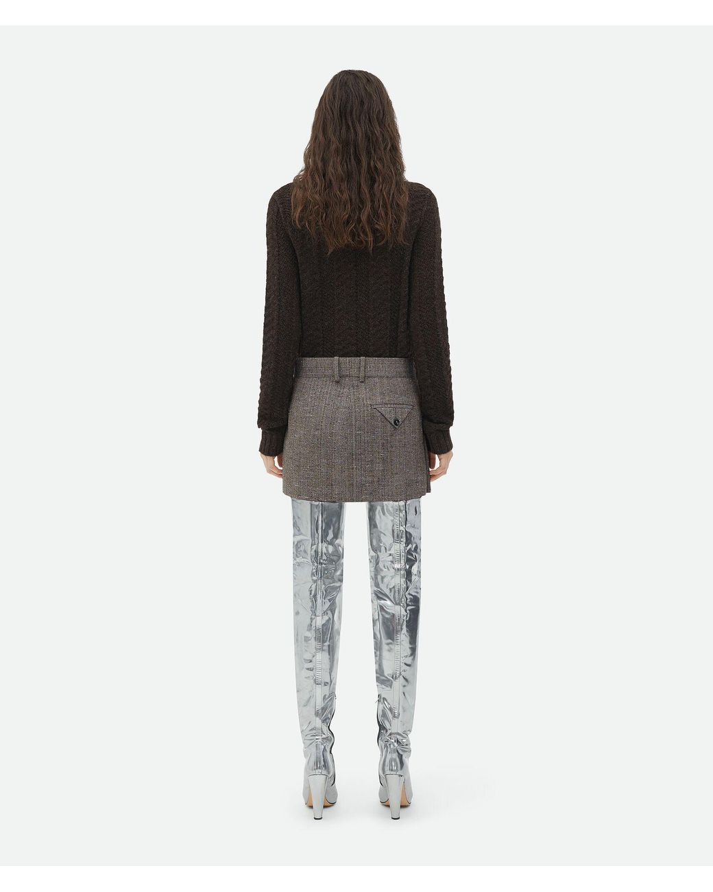 Bottega Veneta Gray Mini Pleated Skirt