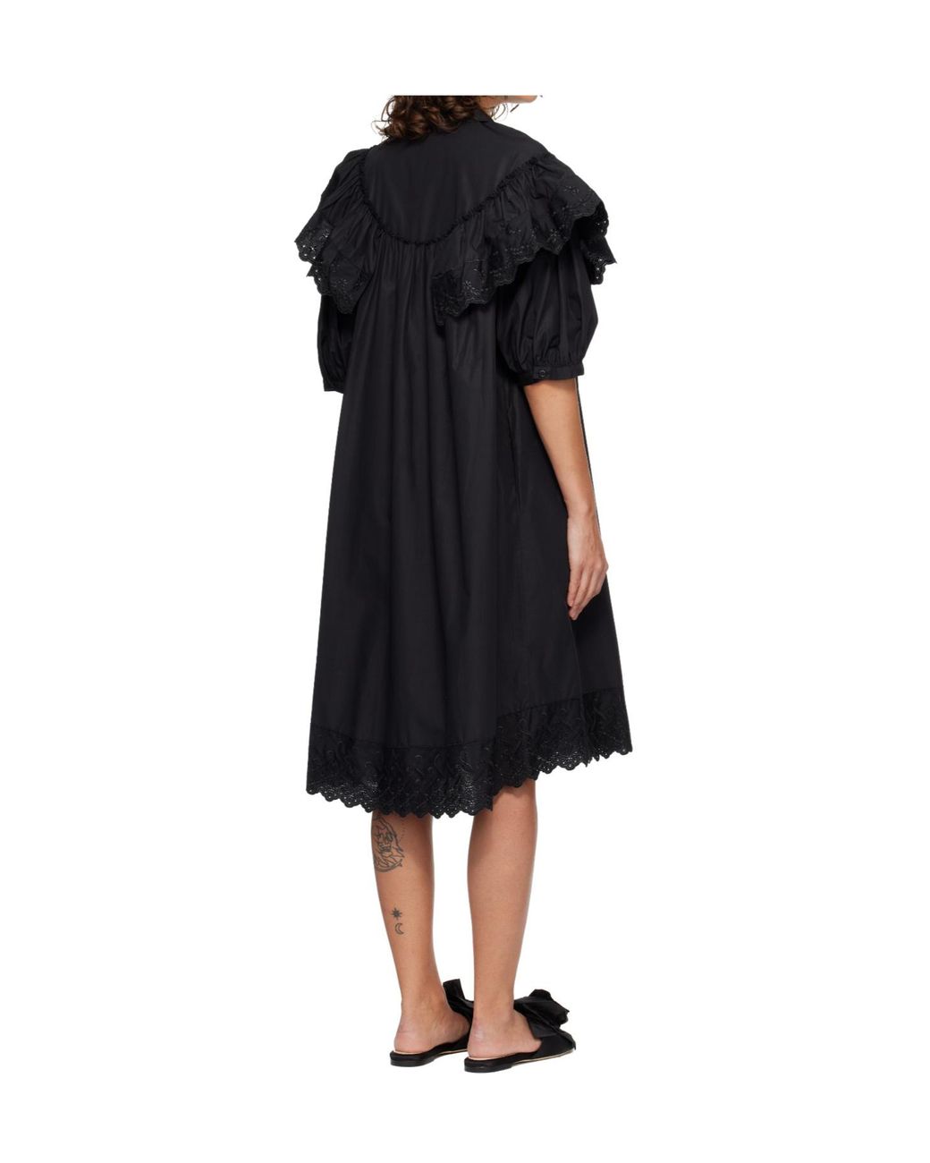 Simone Rocha Black Ruffled Shirt Dress