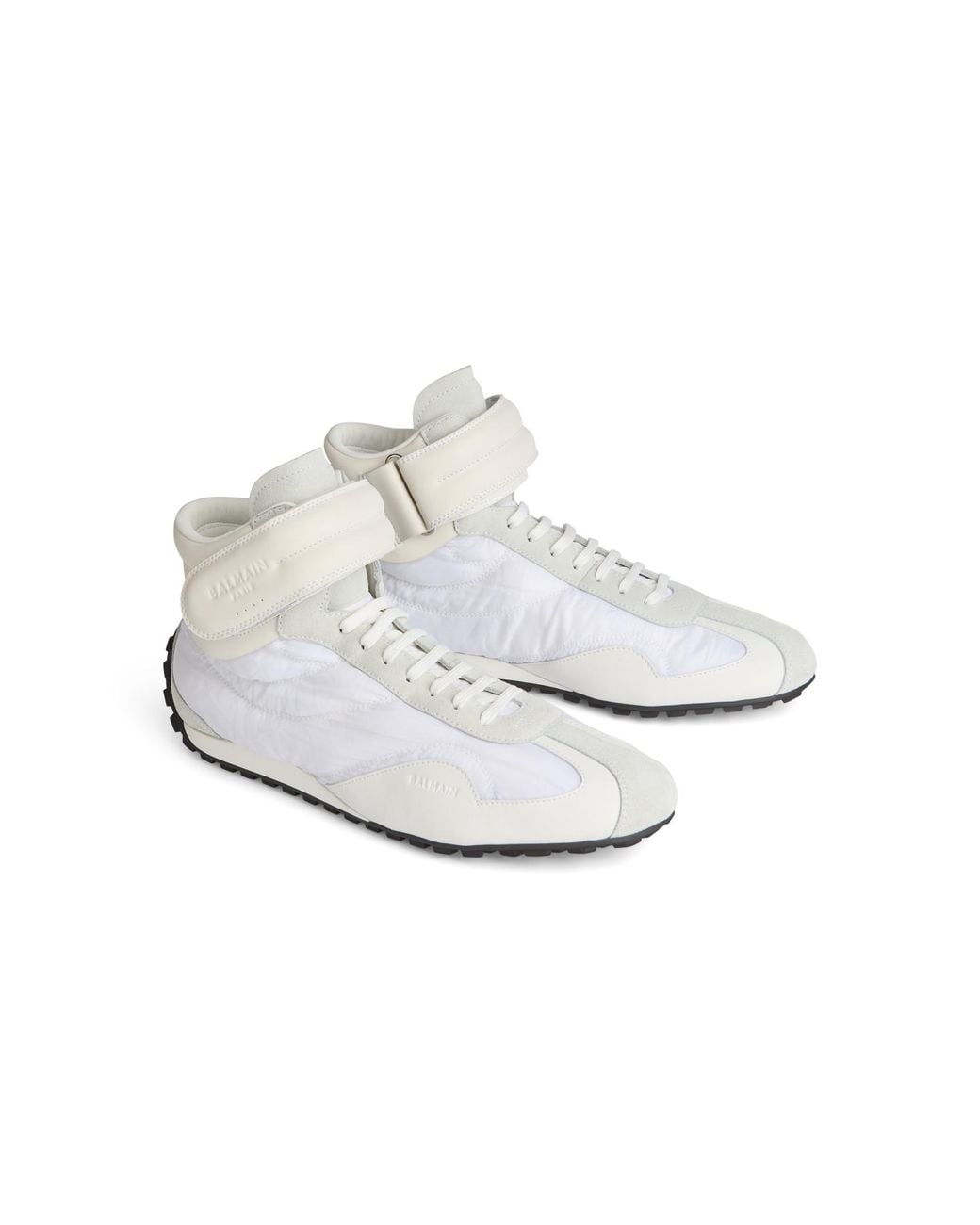 Balmain White Racing Mid-Top Trainers for men