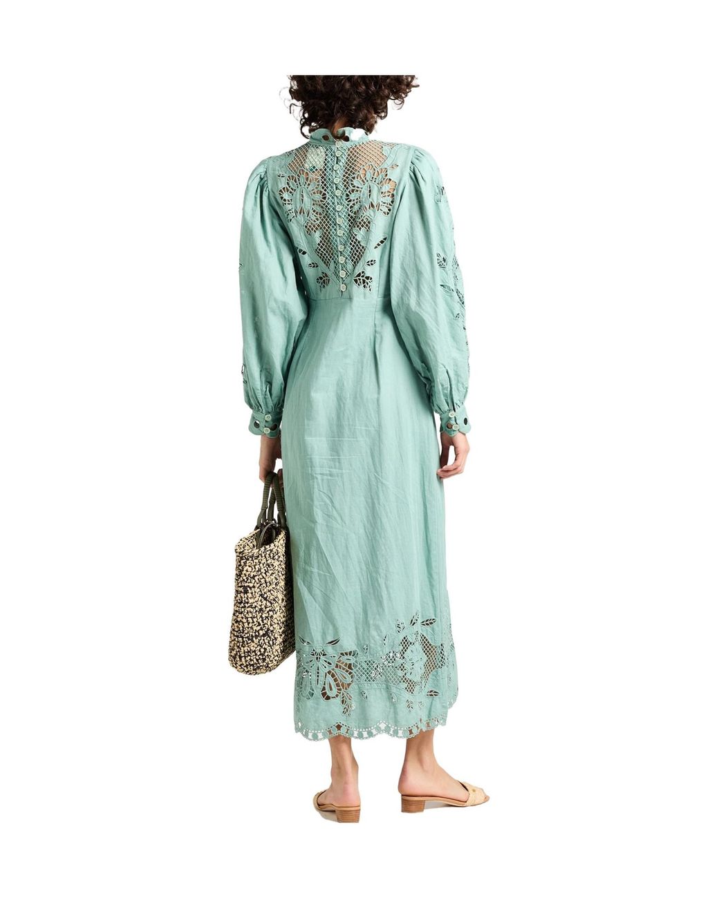 Farm Rio Green Longsleeve Waistcinched Dress