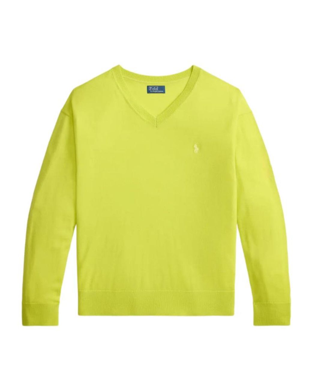 Polo Ralph Lauren Yellow Embroidered Merino Wool Sweater