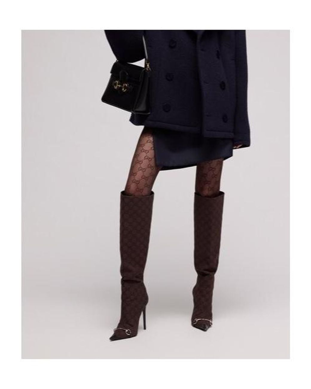 Gucci Brown Gg Stretch Nylon Tights