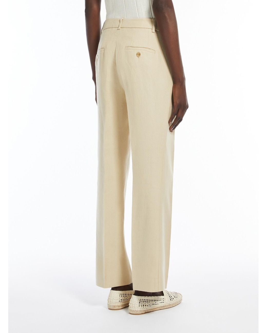 Weekend by Maxmara Natural Batavia Cotton And Linen Trousers