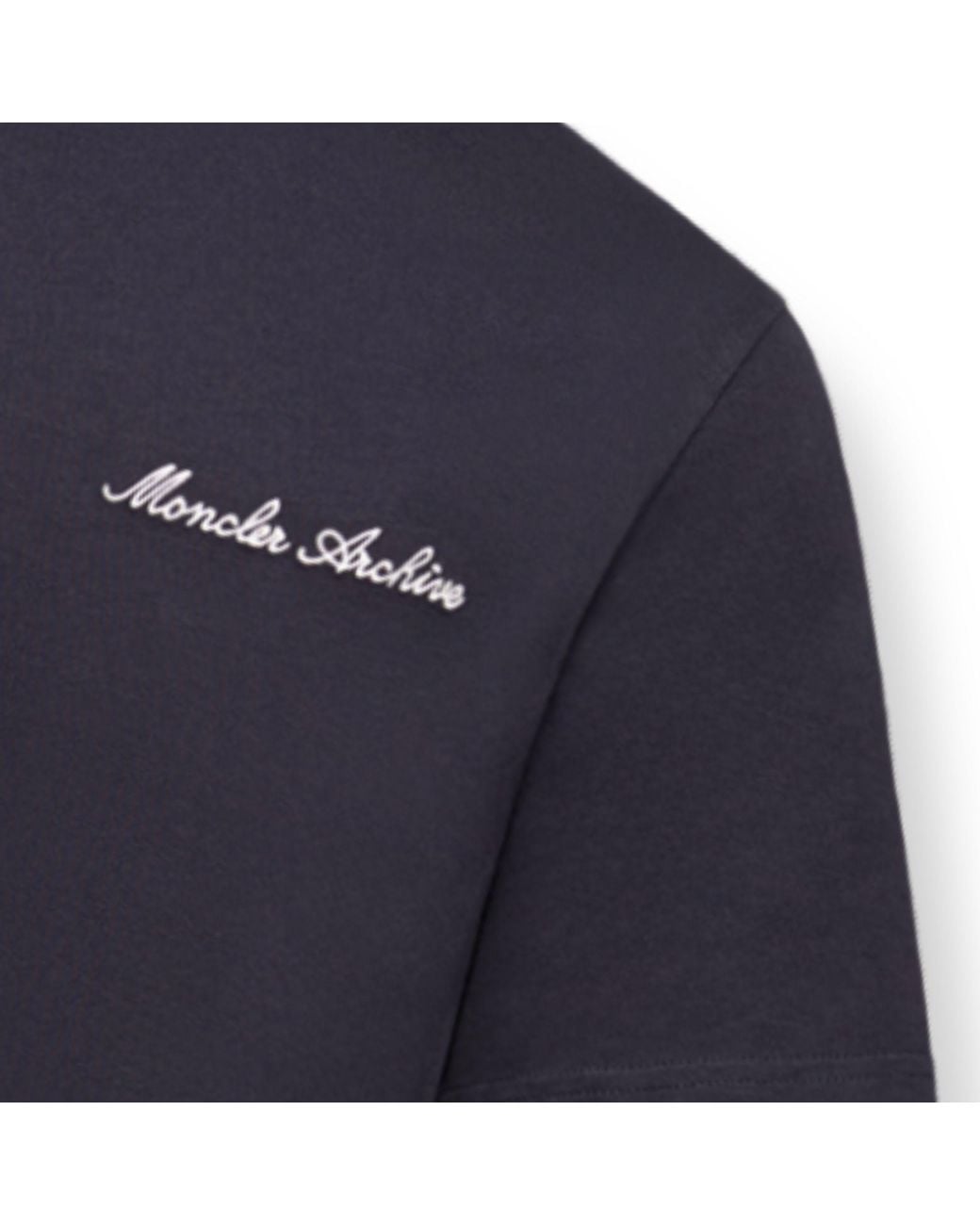 Moncler Blue Logo Embroidered Crewneck T-Shirt for men