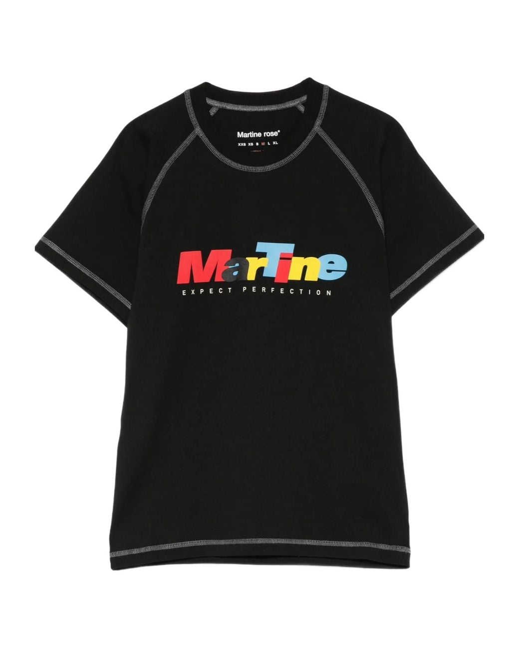 Martine Rose Black Contrast Stitching Graphic T-Shirt for men