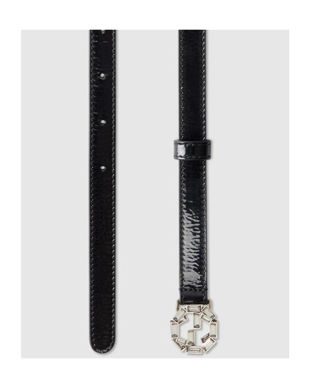 Gucci White Thin Belt With Round Interlocking G Buckle