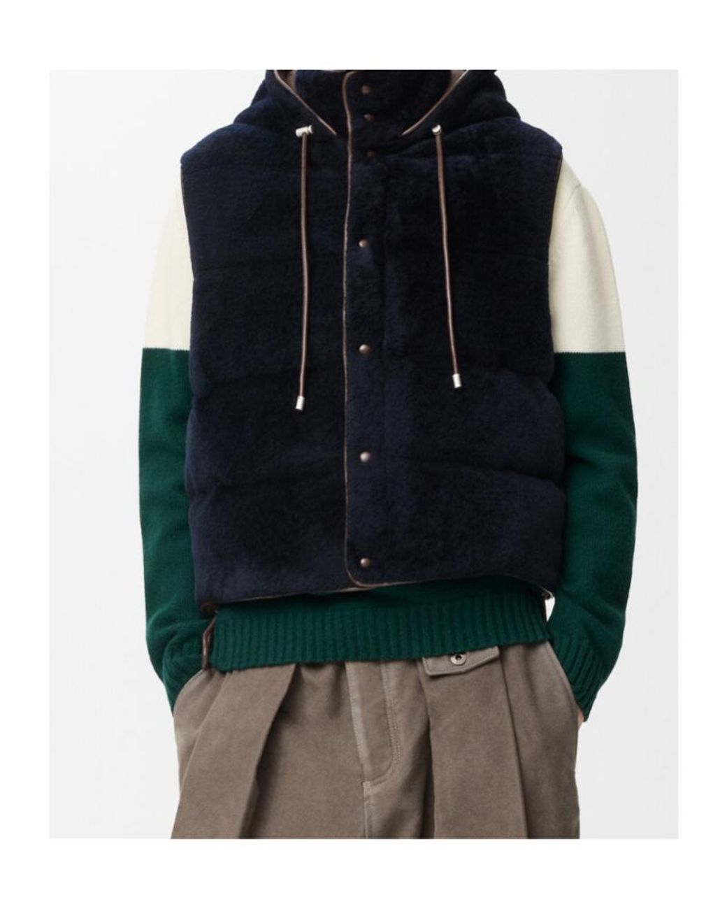 Loewe Black Drawstring Waist Shearling Waistcoat for men
