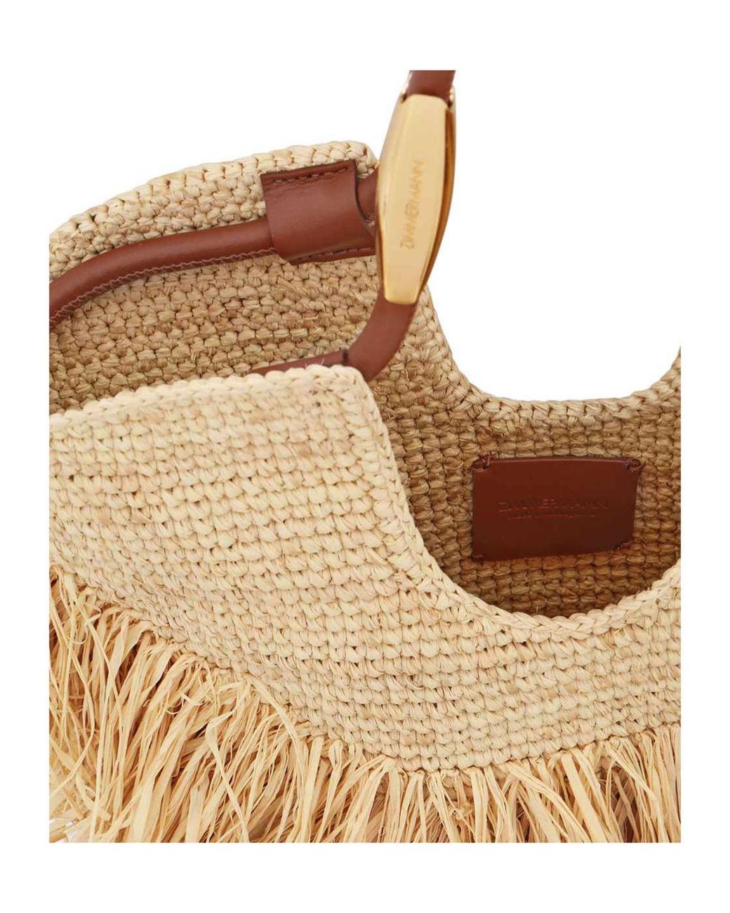 Zimmermann Natural Interwovened Fringed Top Handle Bag