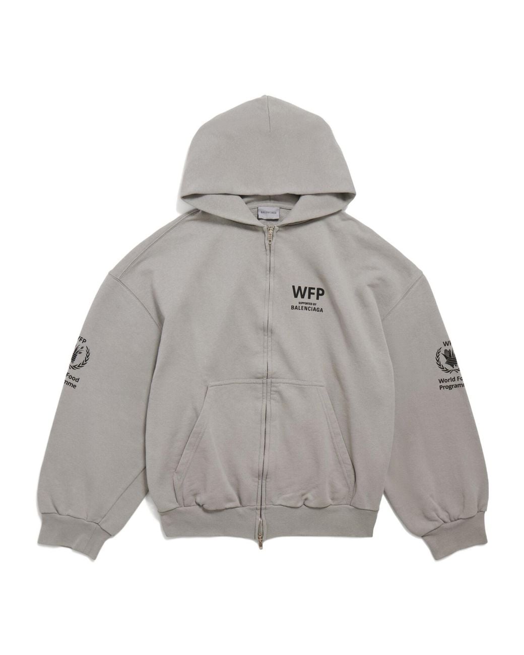 Balenciaga Gray Wfp Regular Zip-Up Hoodie for men