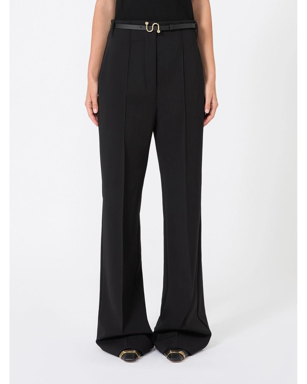 Sportmax Black Volonta High-Waisted Wide-Leg Trousers