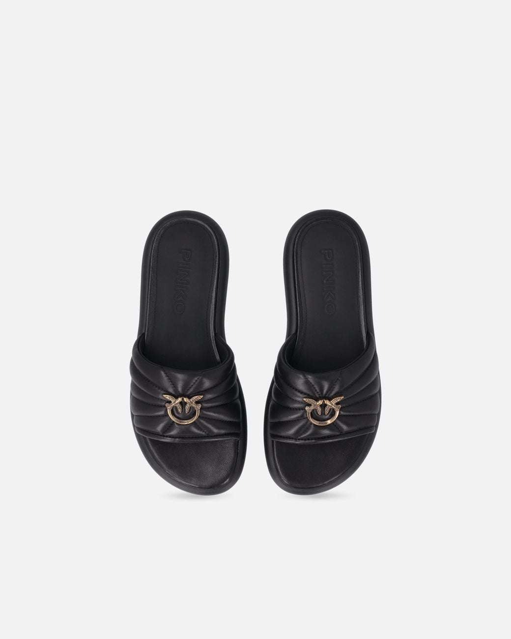 Pinko Black Fiona 03 Logo Appliqué Slippers