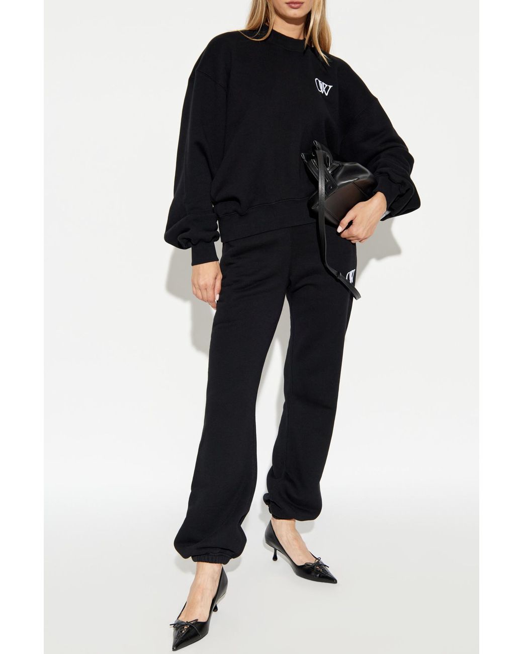 Off-White c/o Virgil Abloh Black Logo Embroidered Straight Leg Pants
