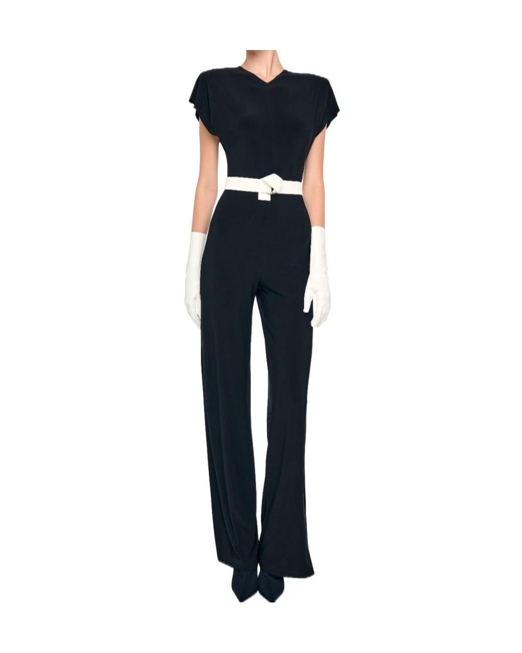 Norma Kamali Blue Cap Sleeve Wide-Leg Jumpsuit