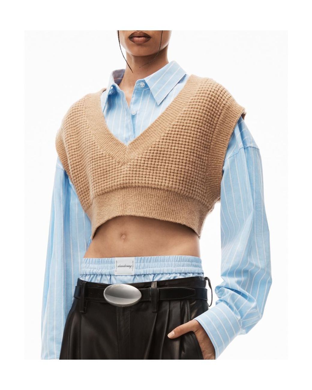Alexander Wang Blue Bi-Layer Waffle Vest