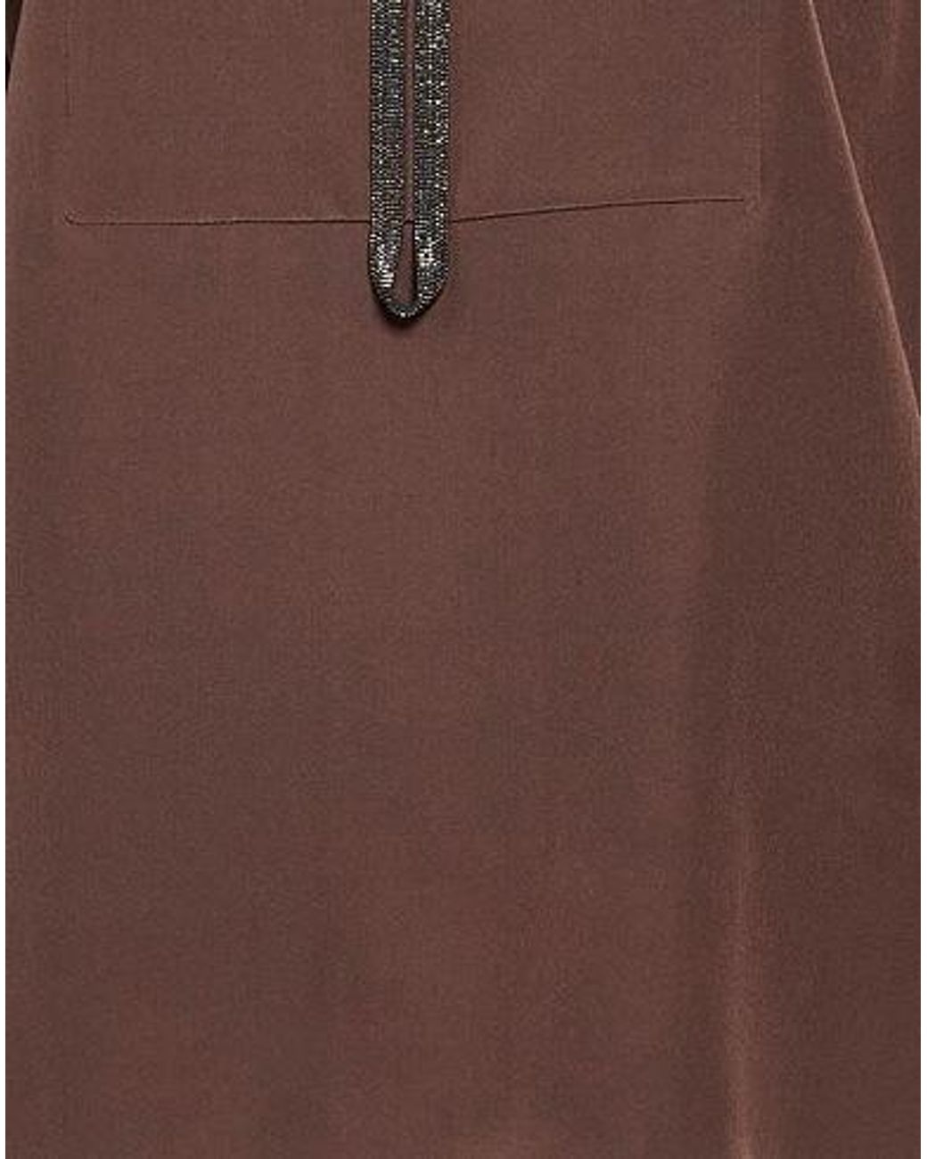 Brunello Cucinelli Brown Solid-Color Satin Long Sleeves