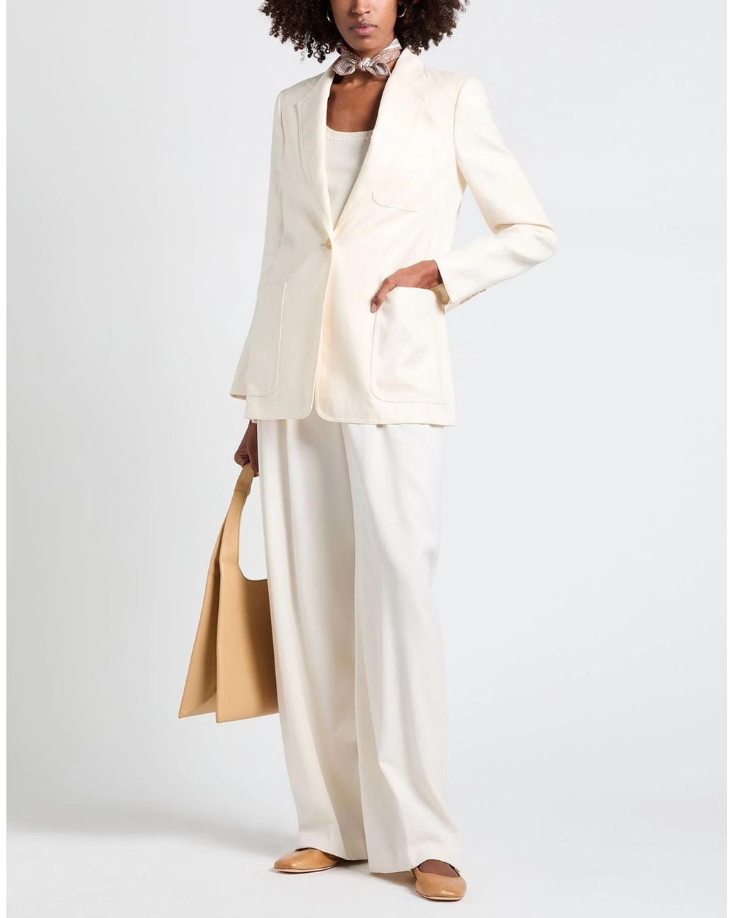 Max Mara White Simple Solid-Colored Blazer