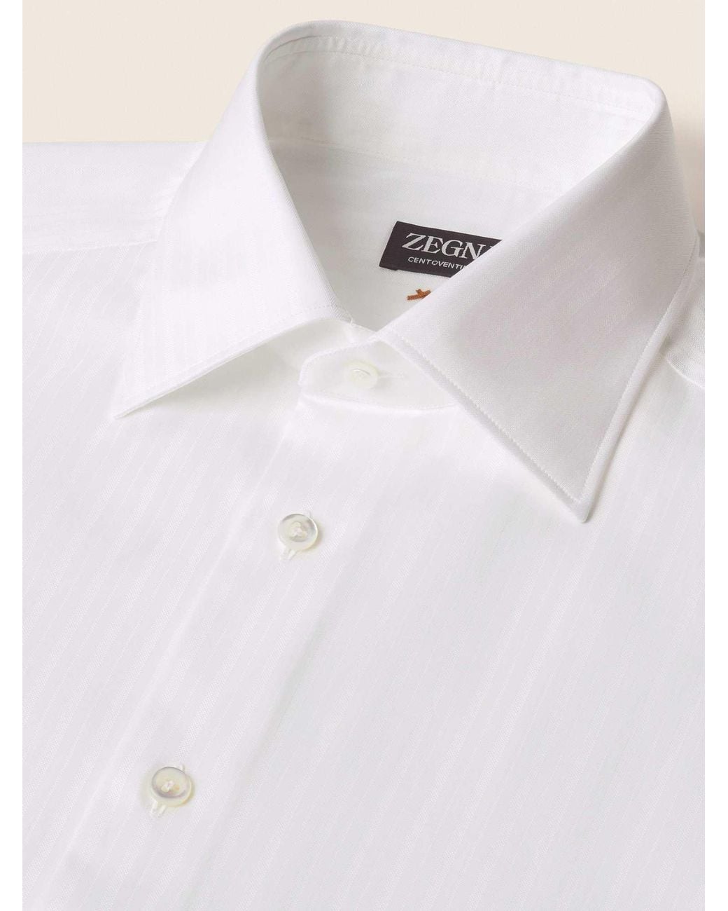 Zegna White Optical Structured Striped Centoventimila Cotton Shirt for men