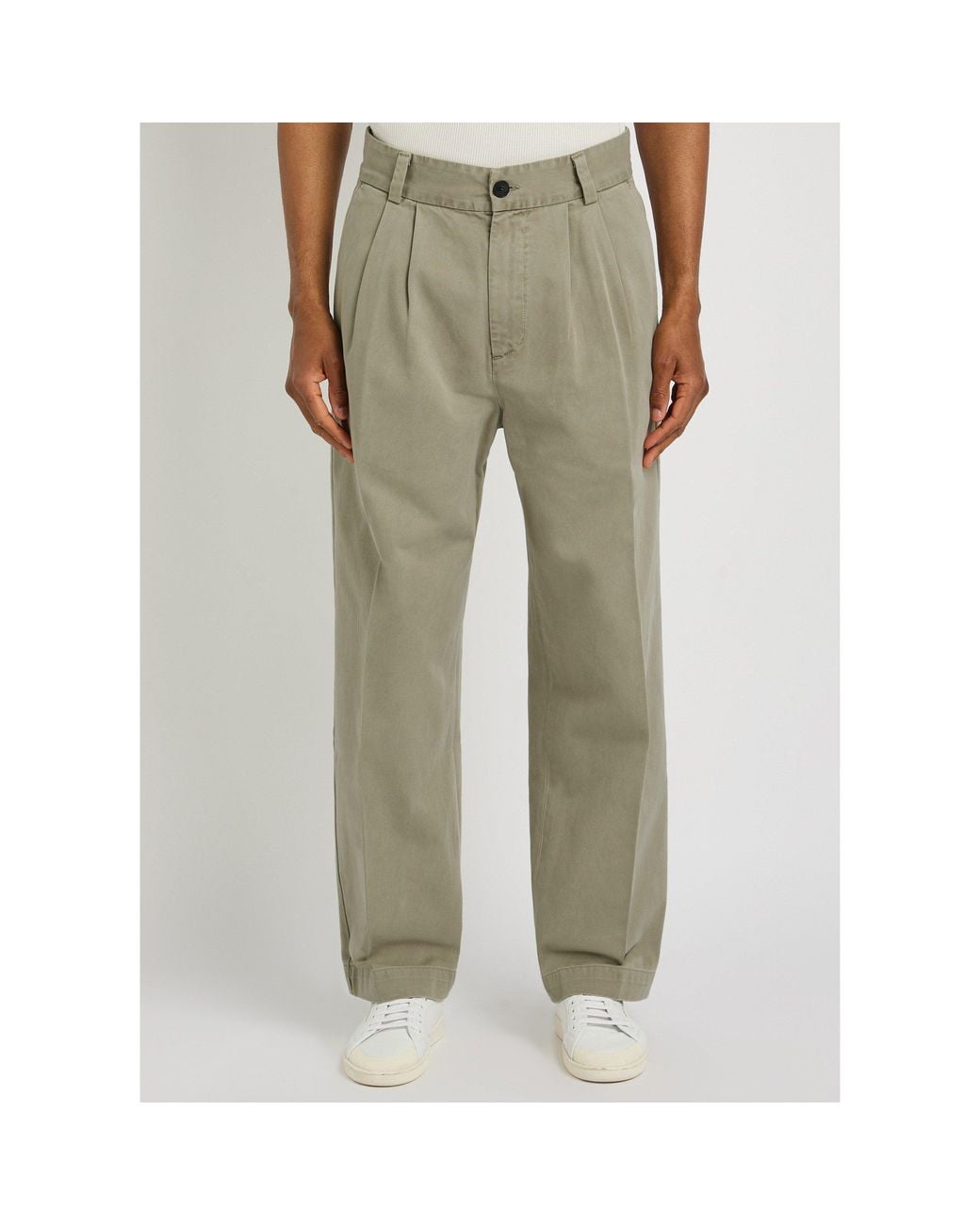 Agolde Green Double-Pleated Casual Trousers for men