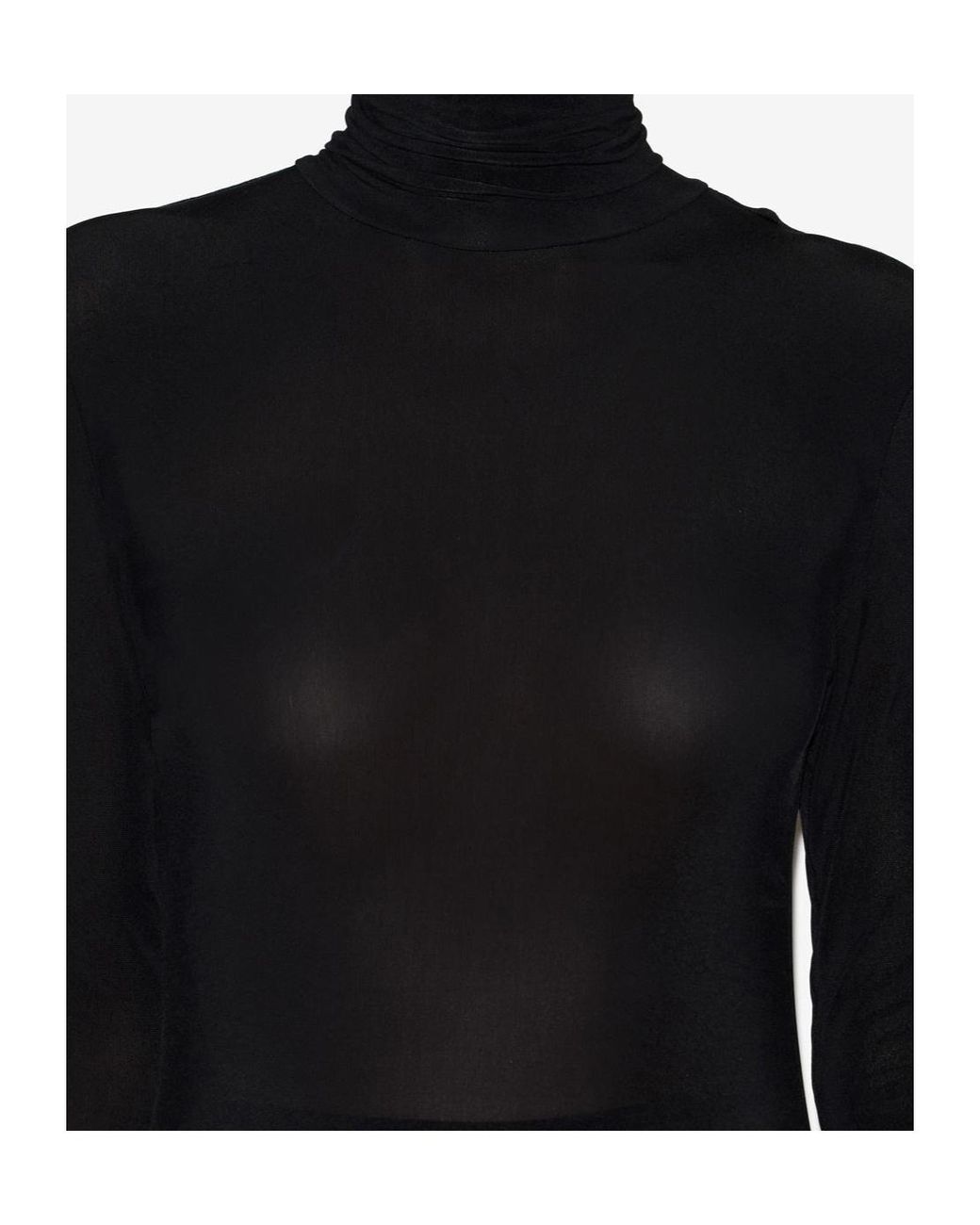 Isabel Marant Black Semi-Sheer High-Neck Long-Sleeved Dress