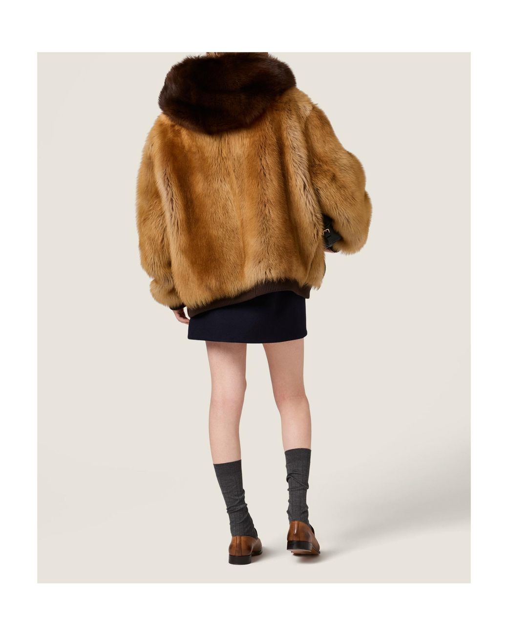 Miu Miu Brown Shearling Blouson Jacket