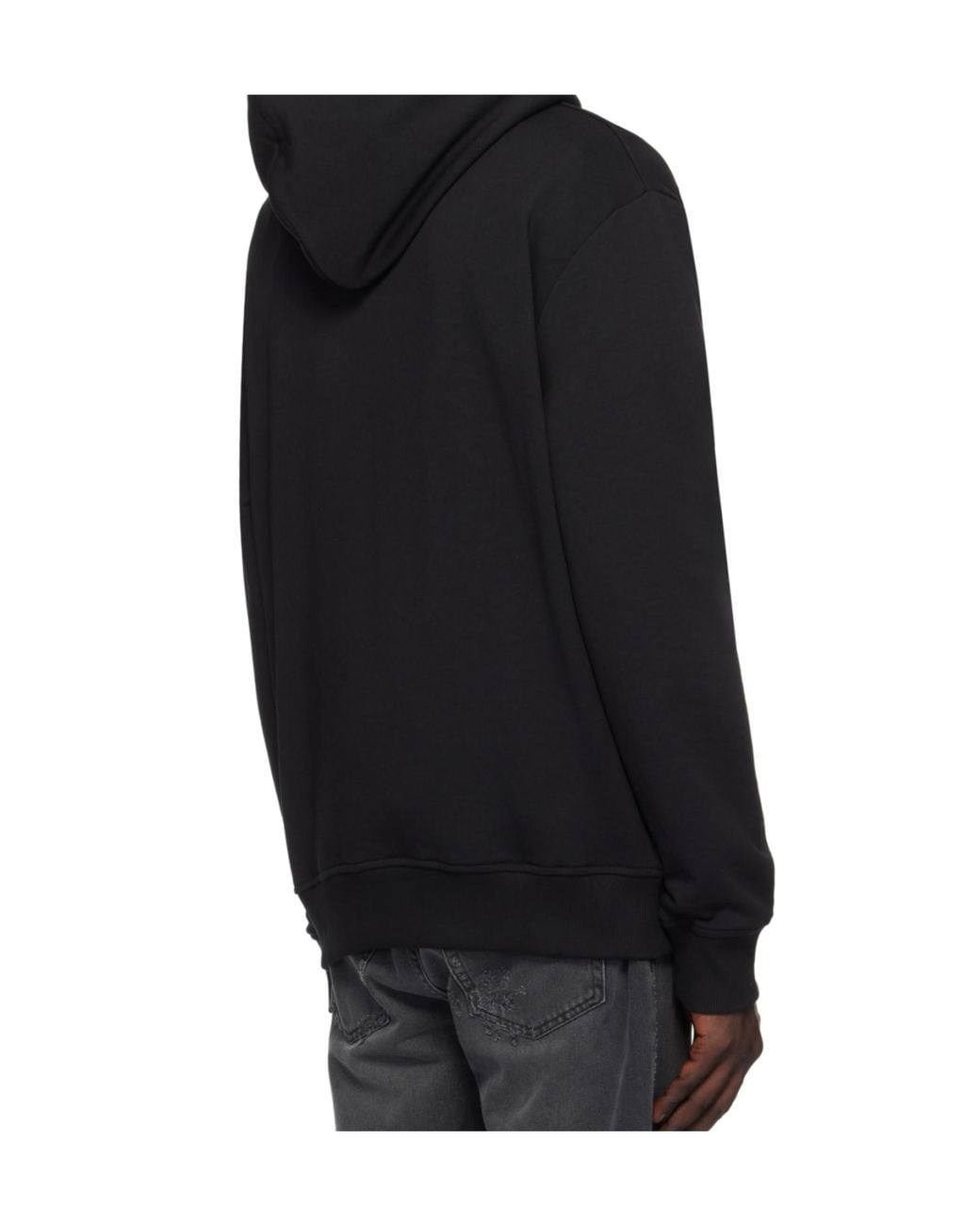 Balmain Black Logo Printed Drawstring Hoodie for men