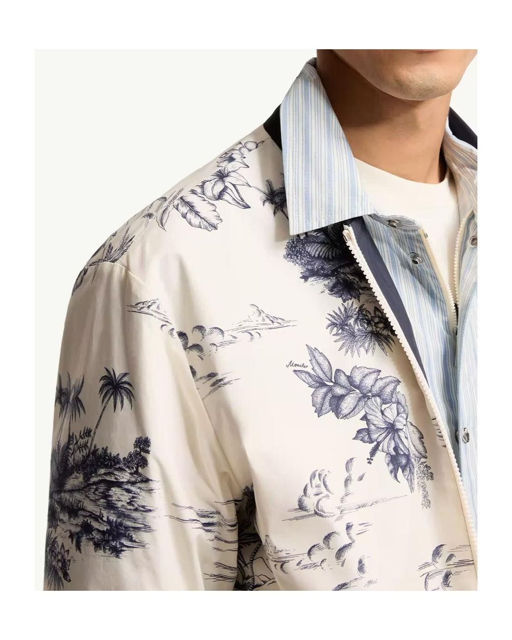 Moncler White Reversible Printed Poplin Jacket for men