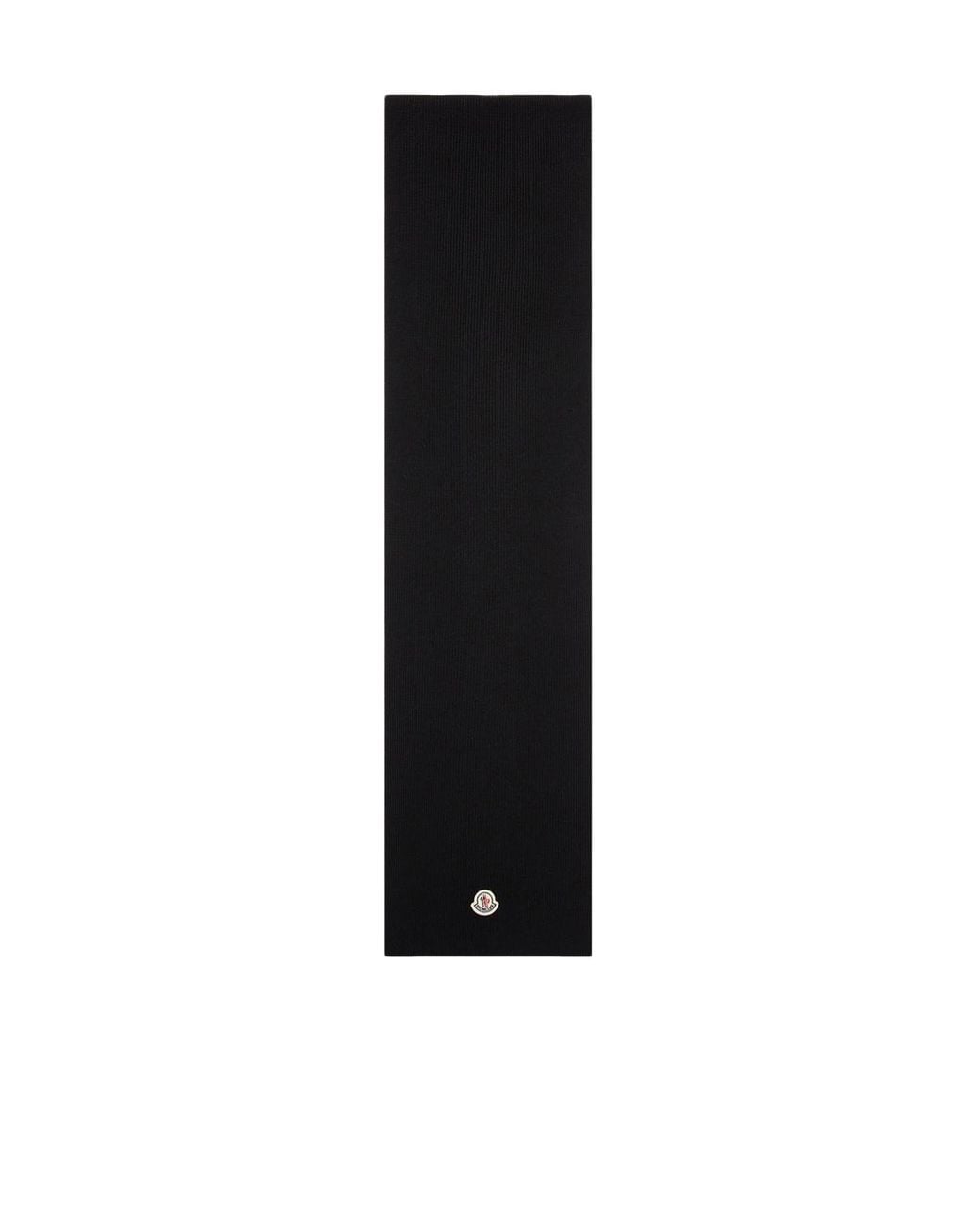 Moncler Black Logo Patch Knit Scarf for men