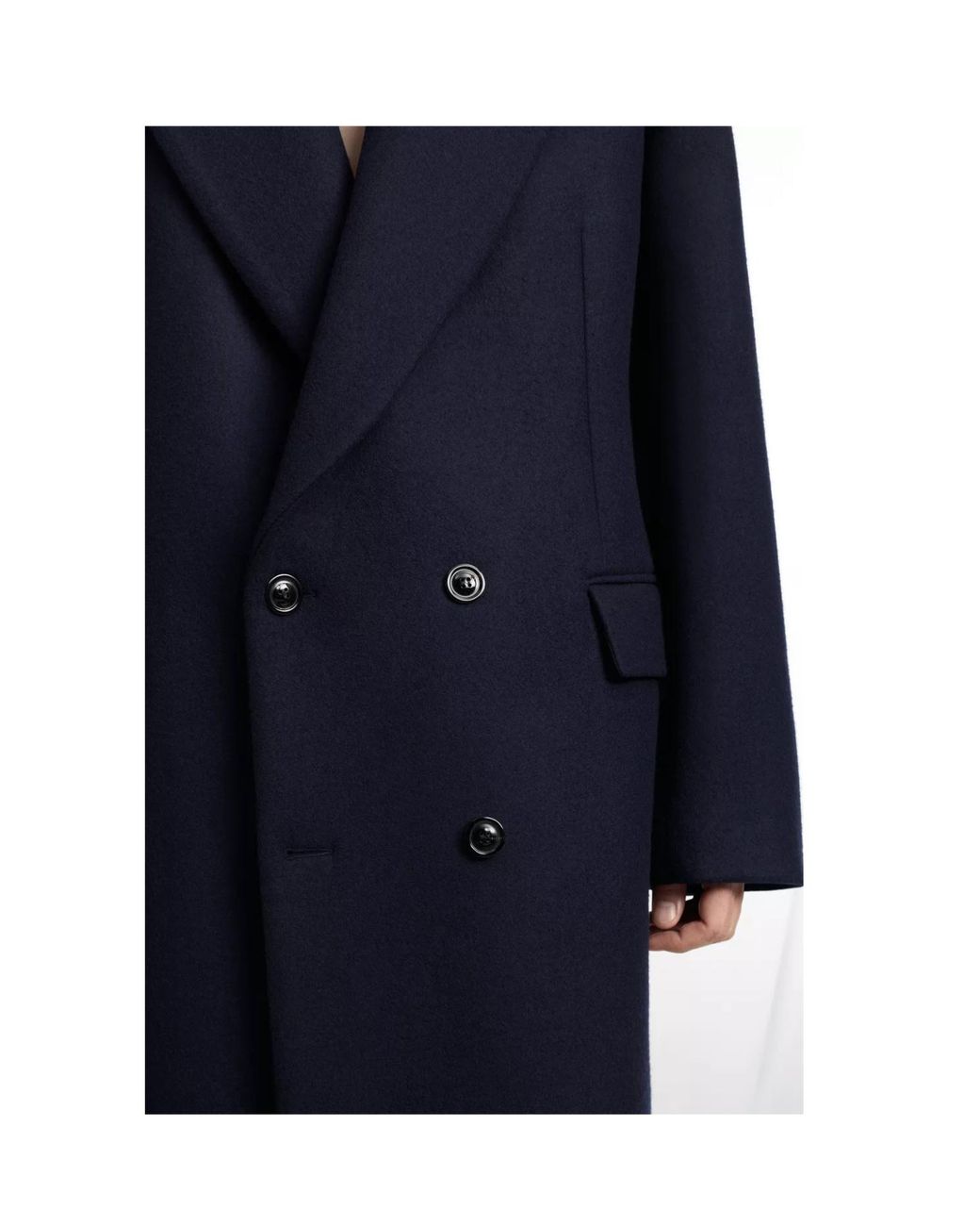 Maison Margiela Blue Double-Breasted Wool Overcoat for men